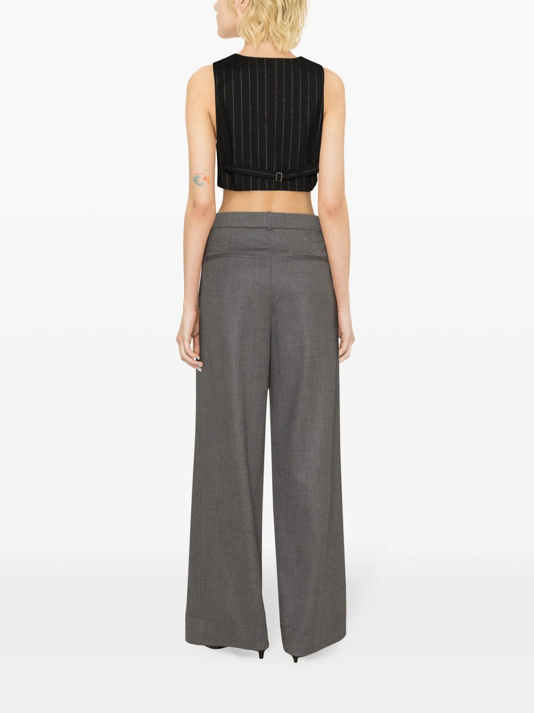 mélange wide-leg wool trousers