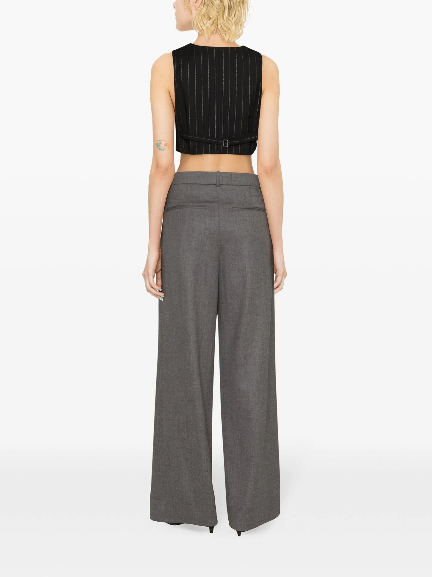 mélange wide-leg wool trousers