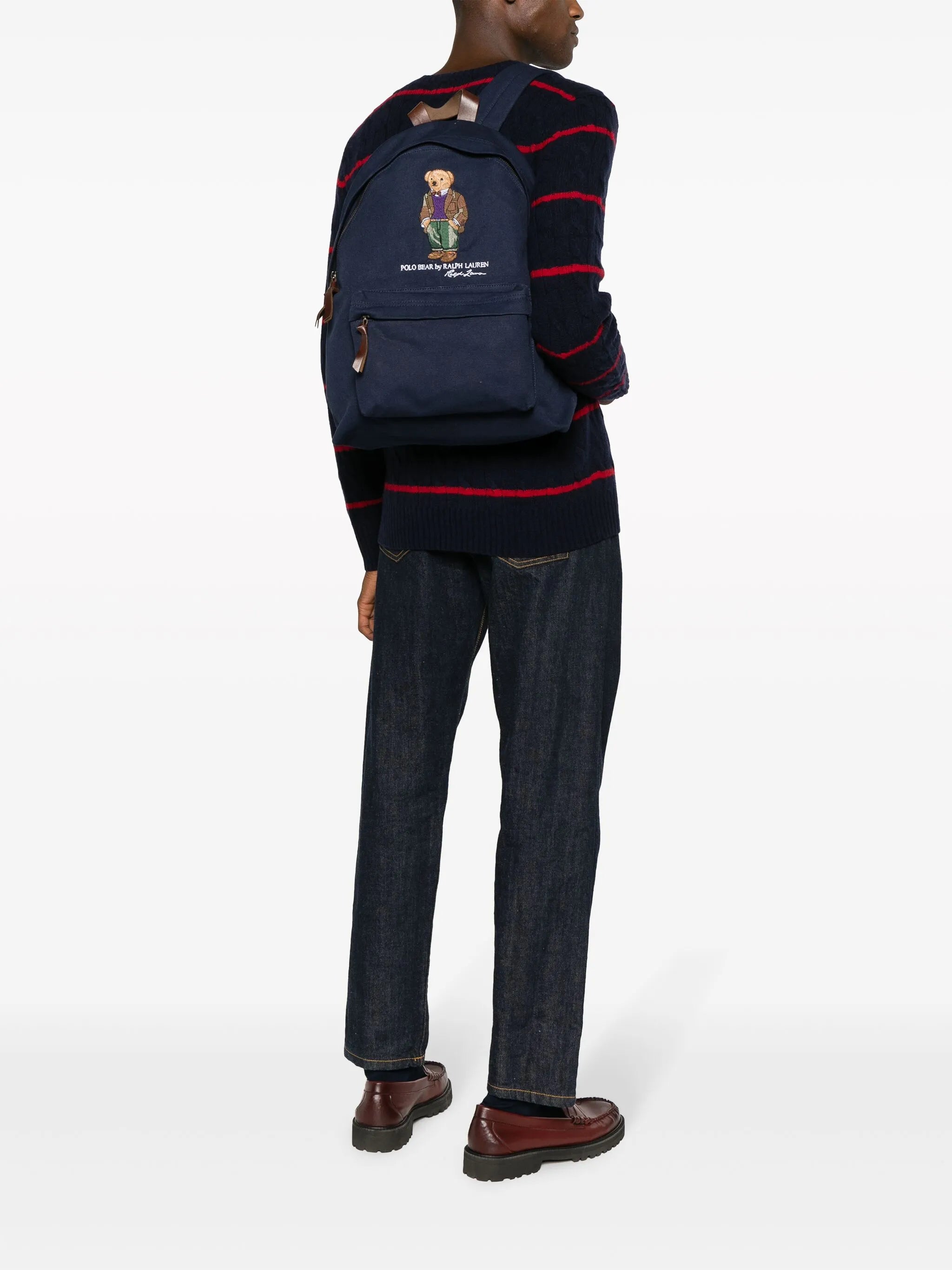 Polo Bear-motif cotton backpack