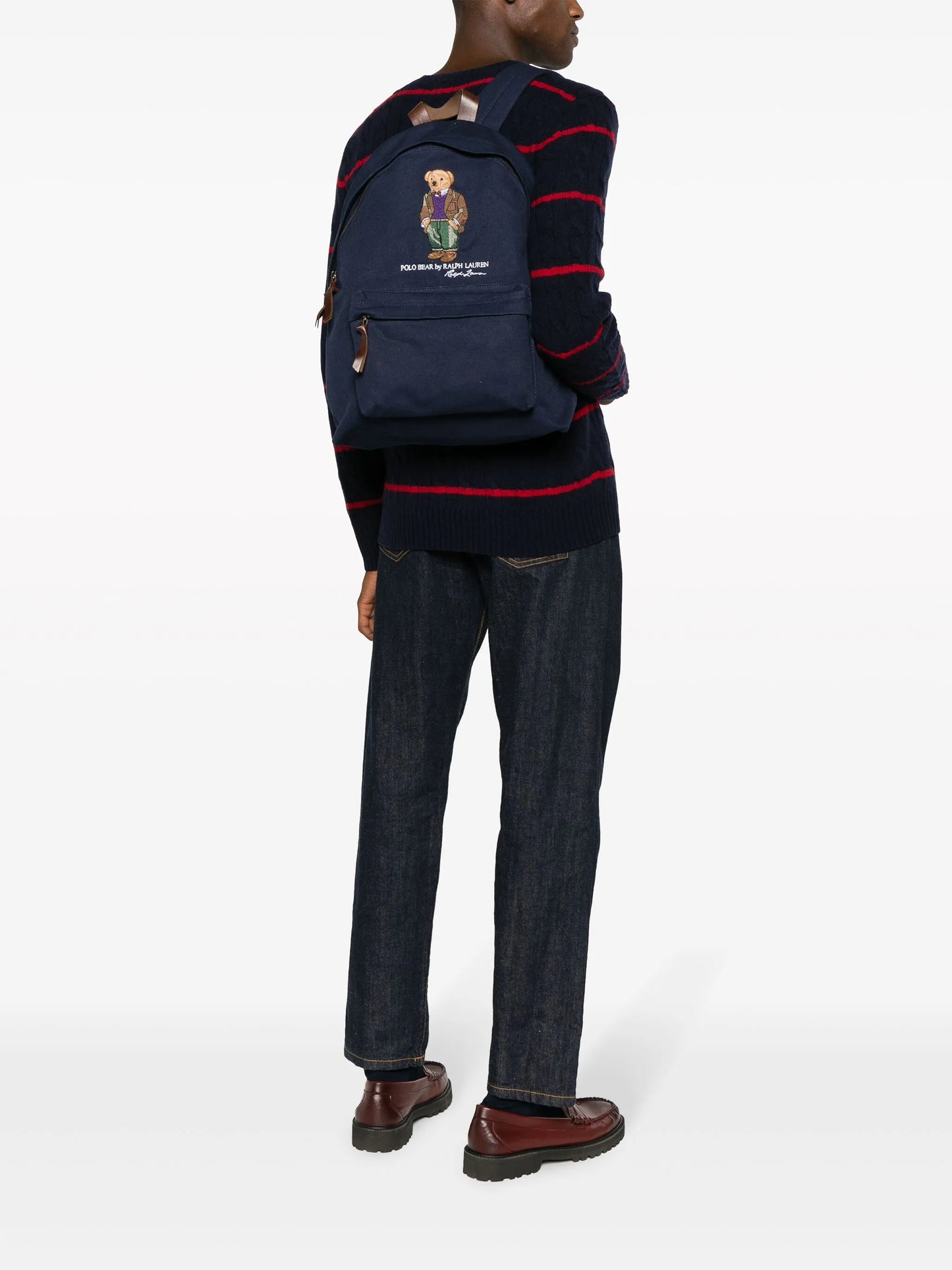 Polo Bear-motif cotton backpack