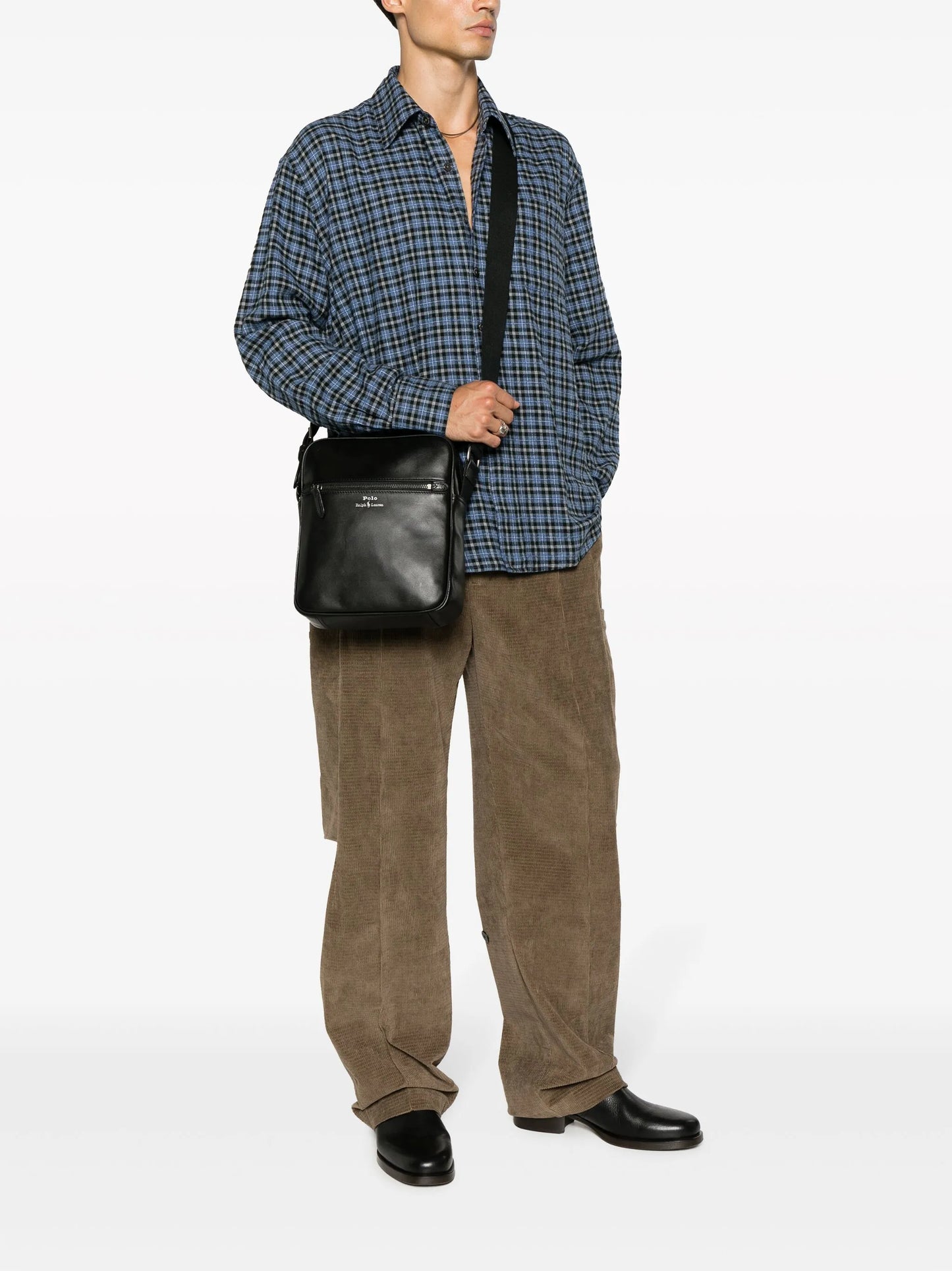 logo-stamp leather crossbody bag