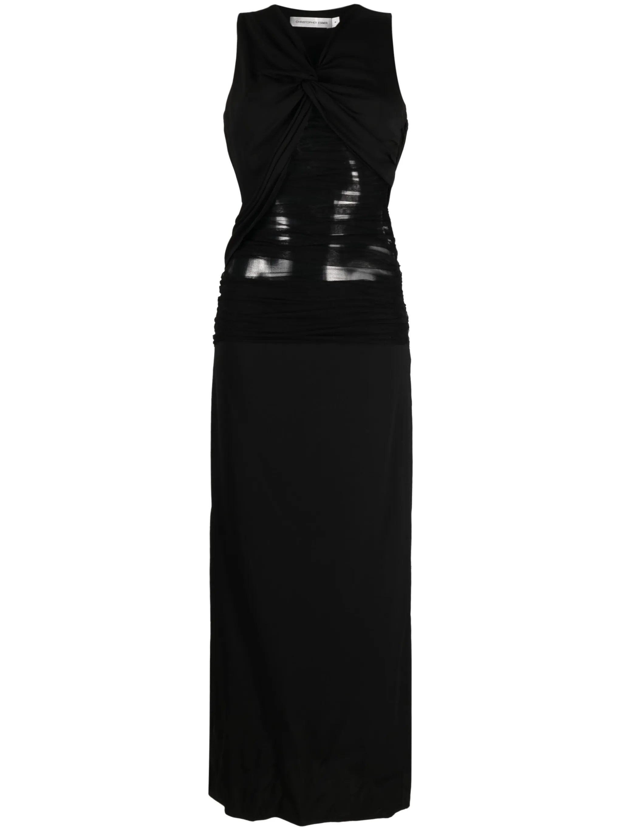 Semblance tulle-trim ruched dress