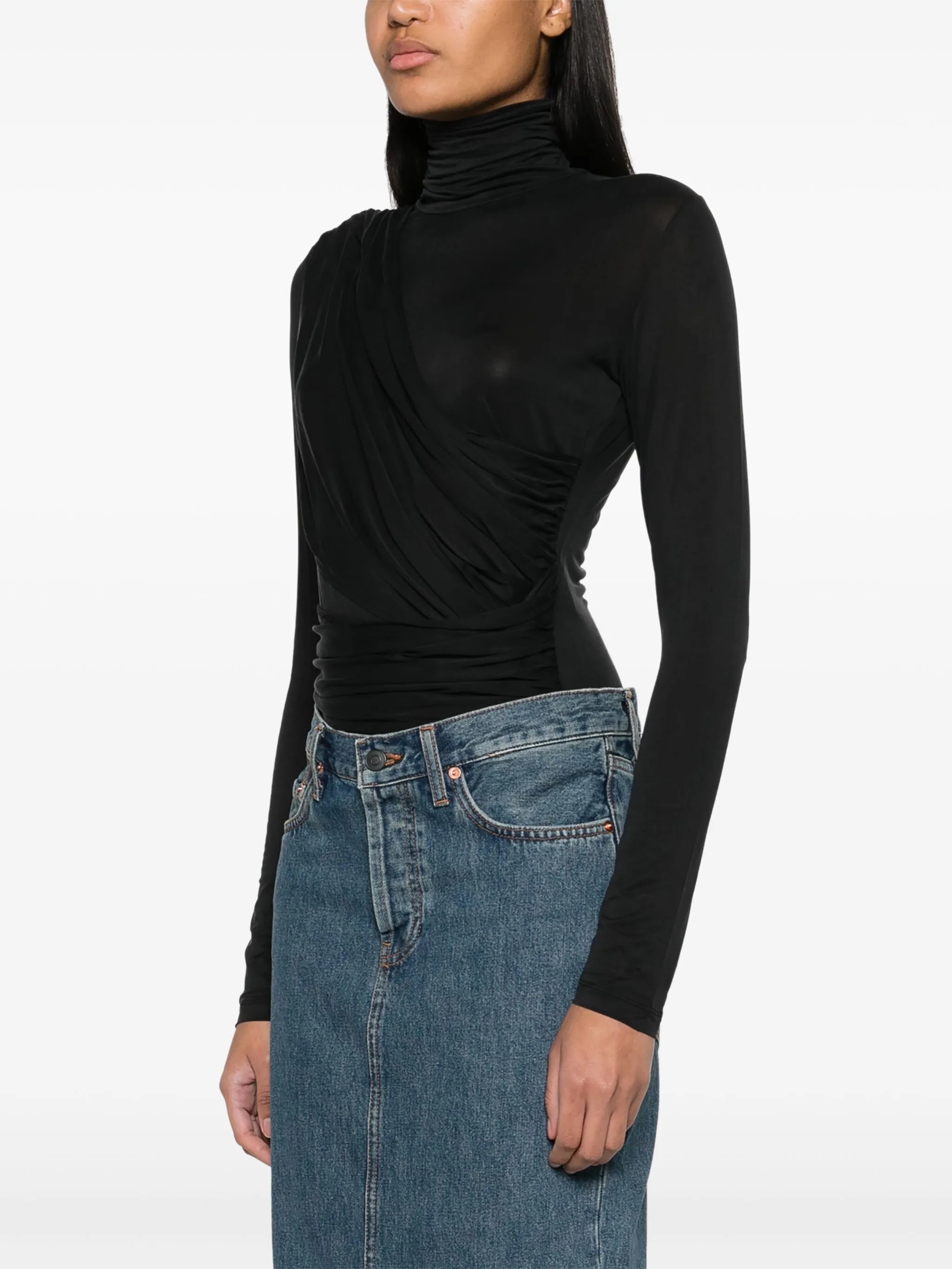 Patra drape-panel ruched bodysuit