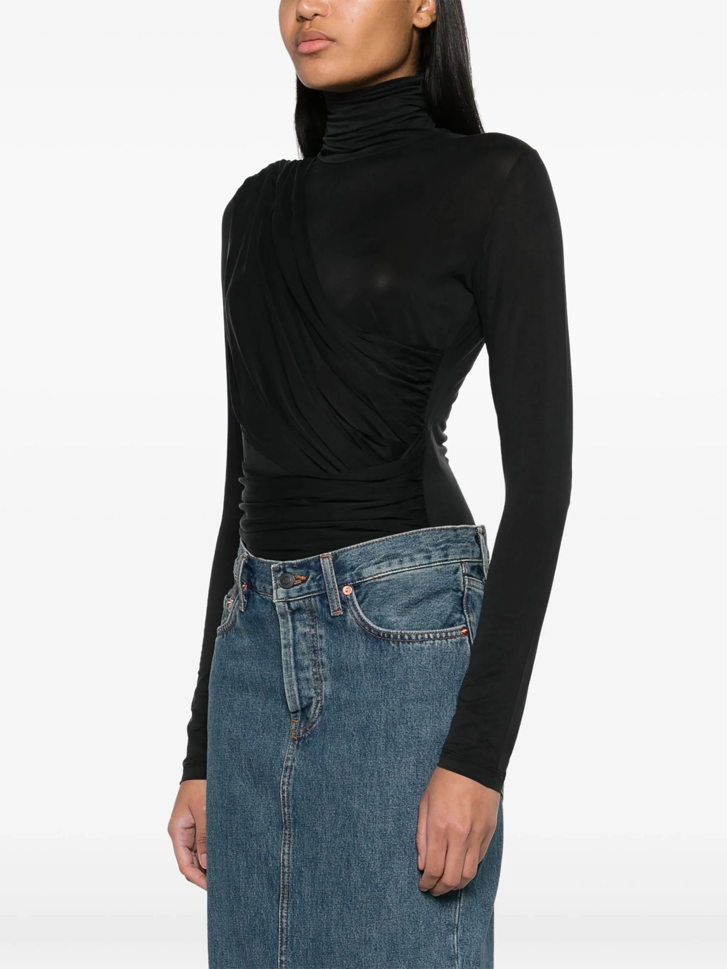 Patra drape-panel ruched bodysuit