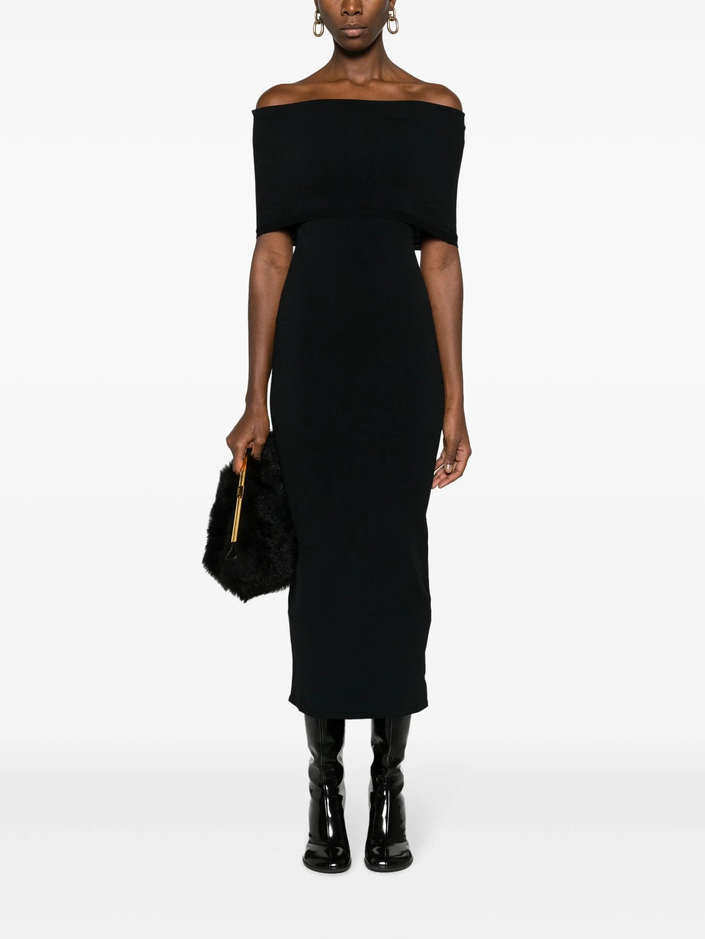 off-shoulder ribbed dress