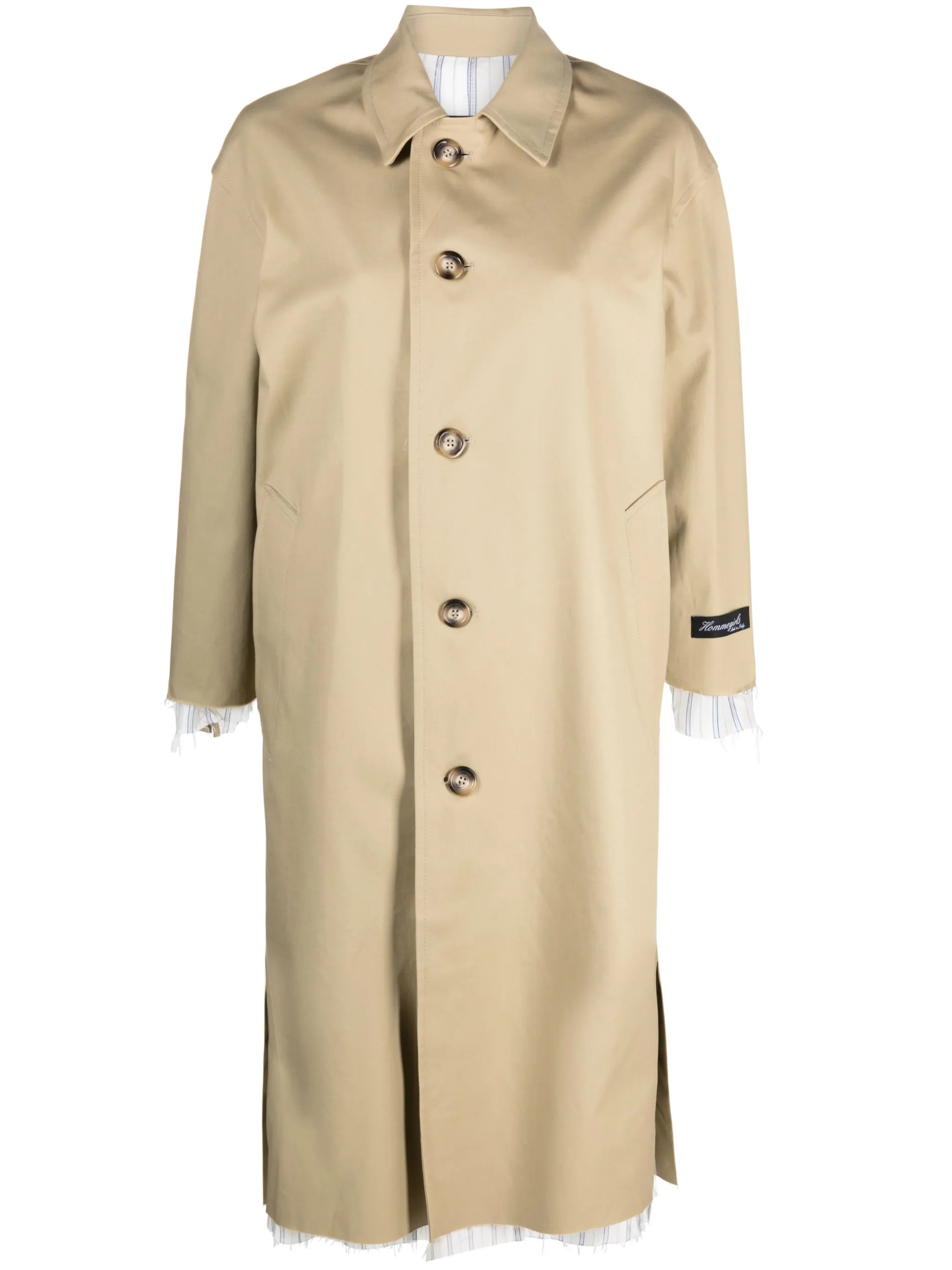 contrast-trim trench coat