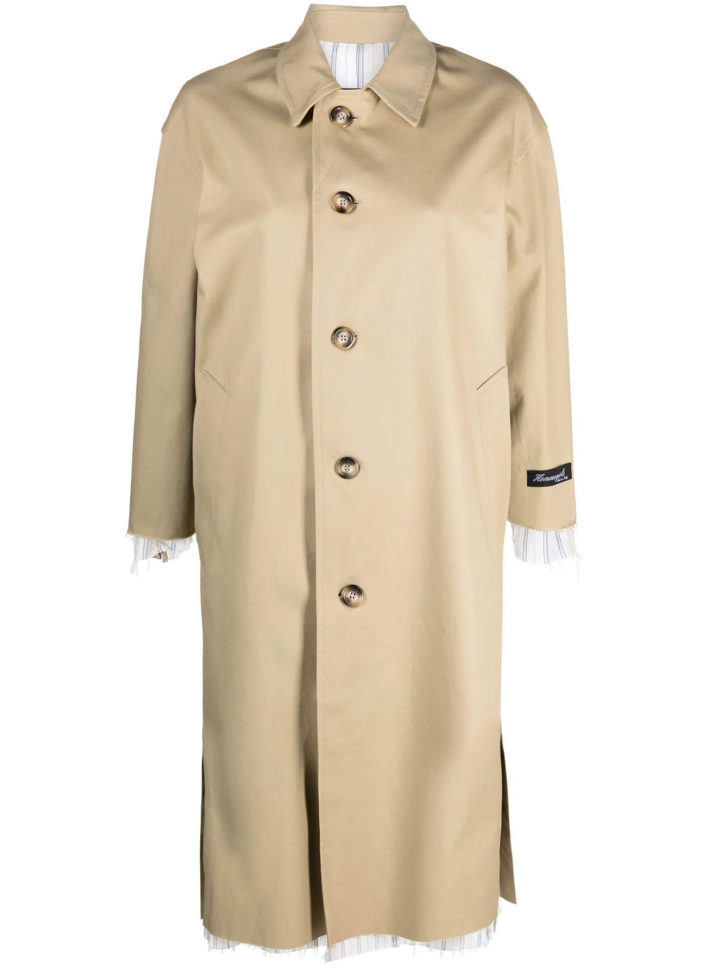 contrast-trim trench coat