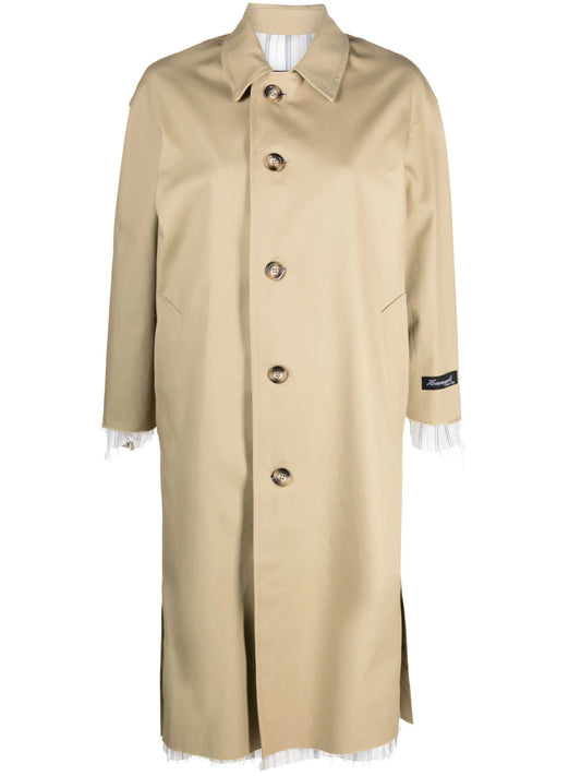 contrast-trim trench coat