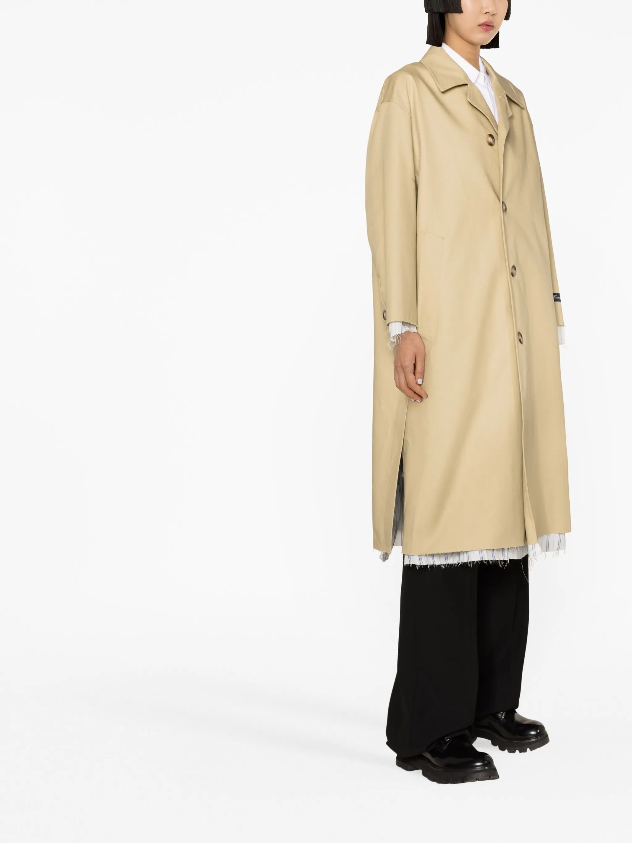 contrast-trim trench coat