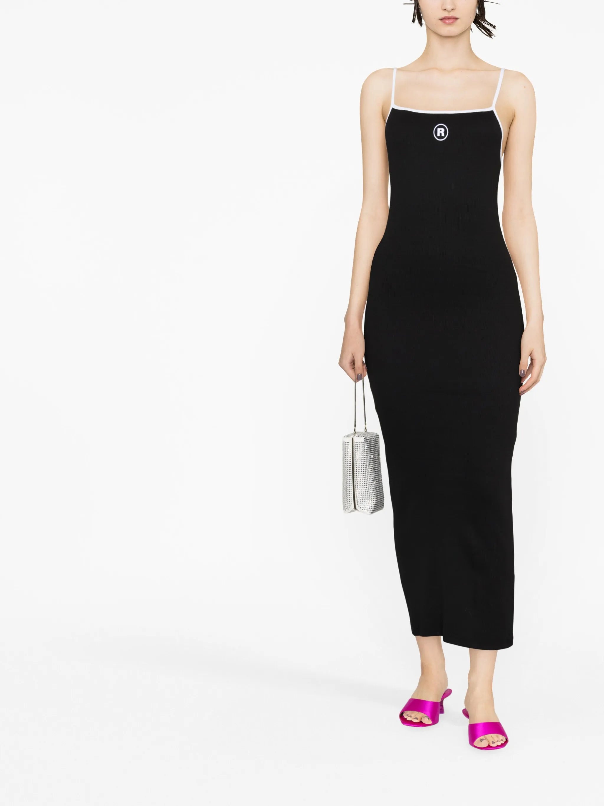 logo-embroidered maxi dress