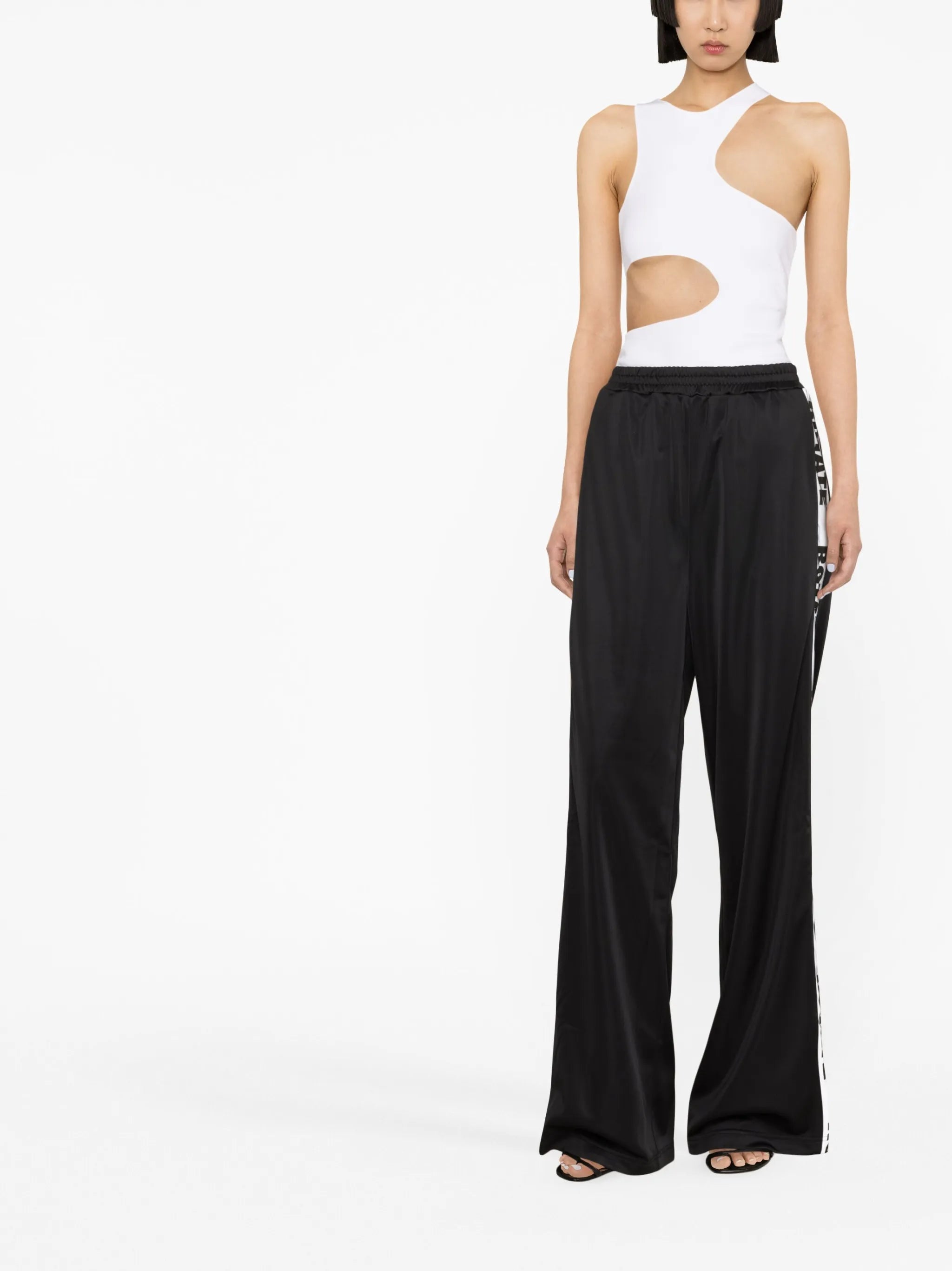 logo-tape straight trousers