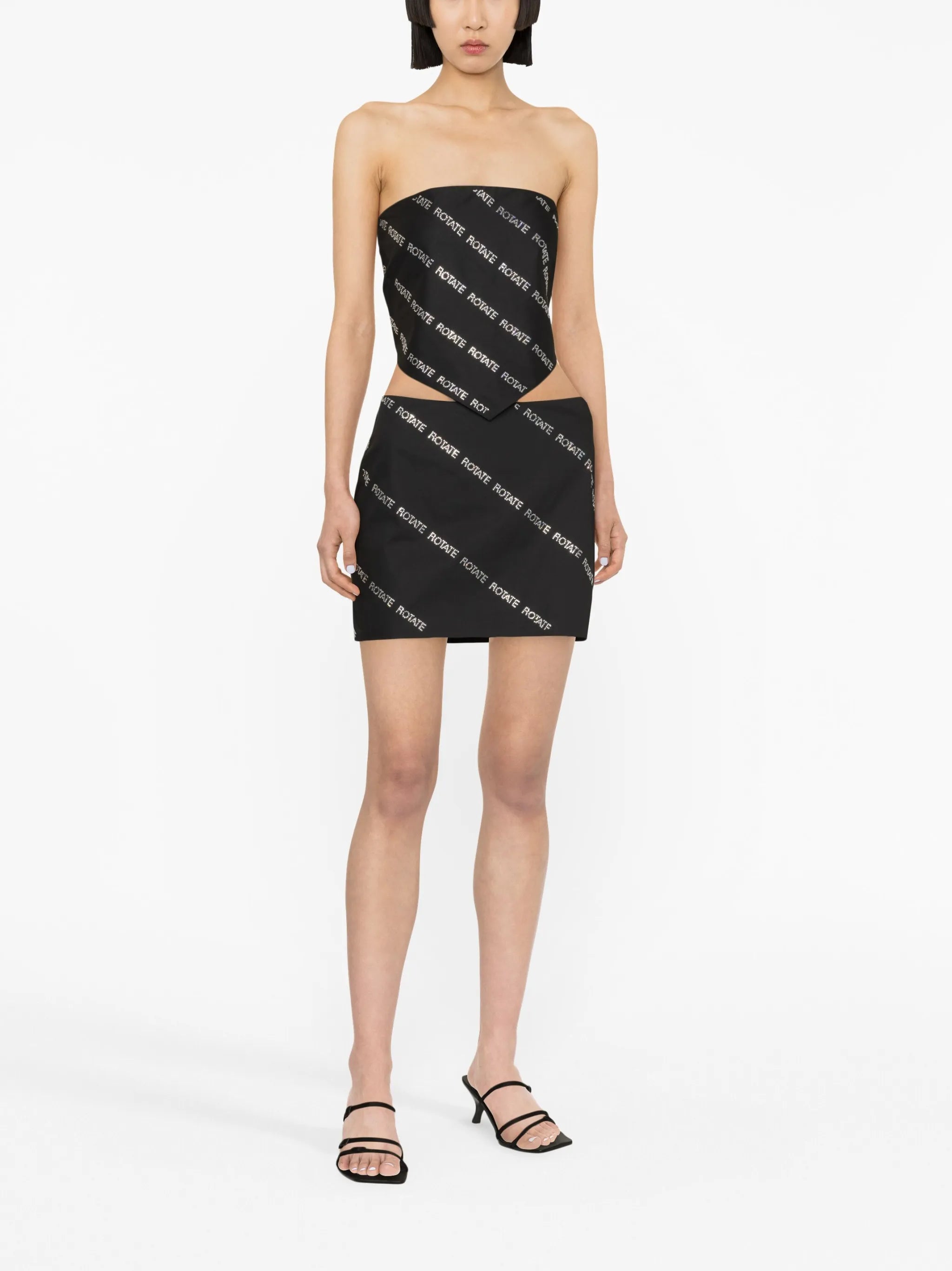 rhinestone logo cropped top