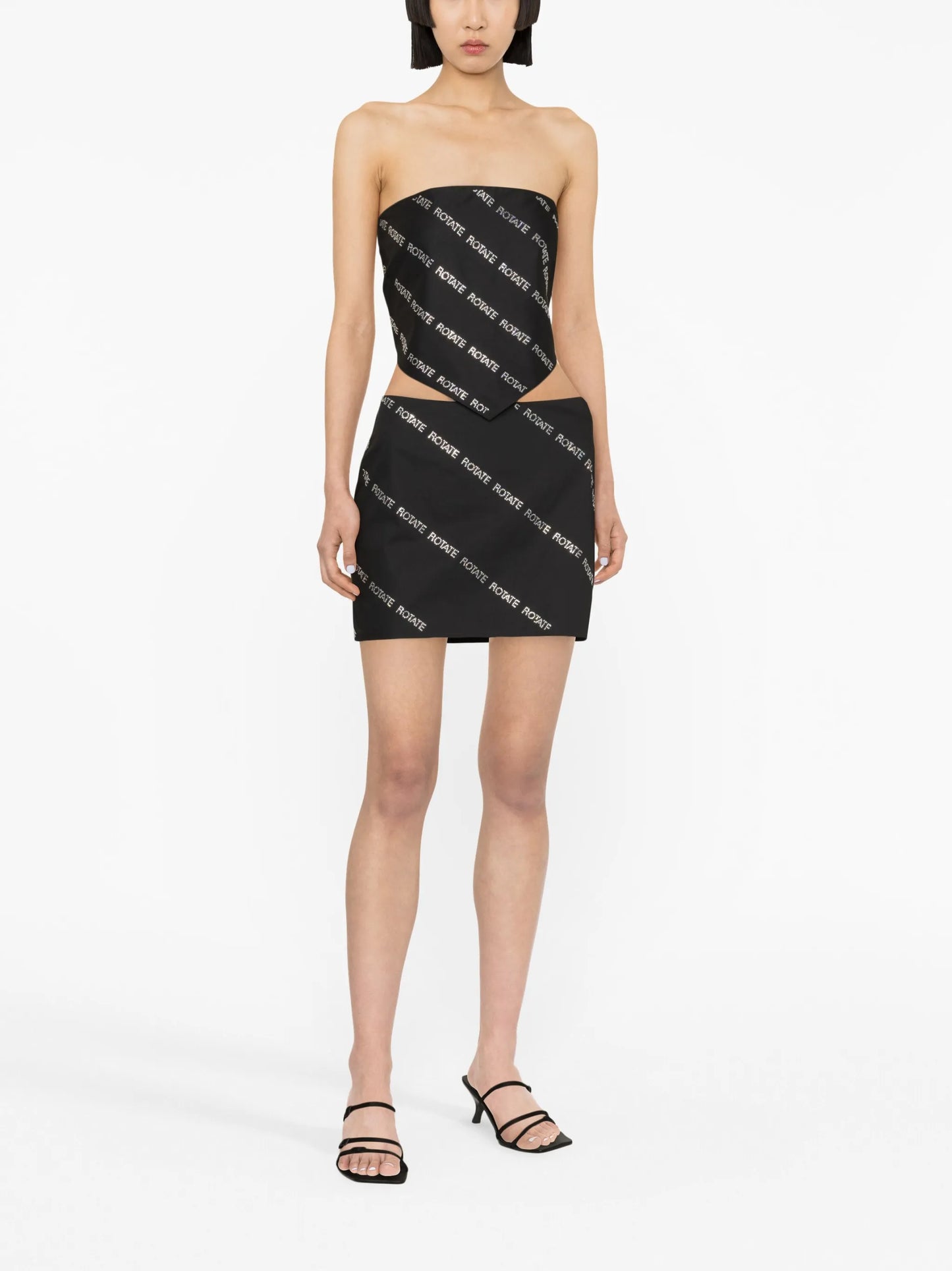rhinestone logo cropped top