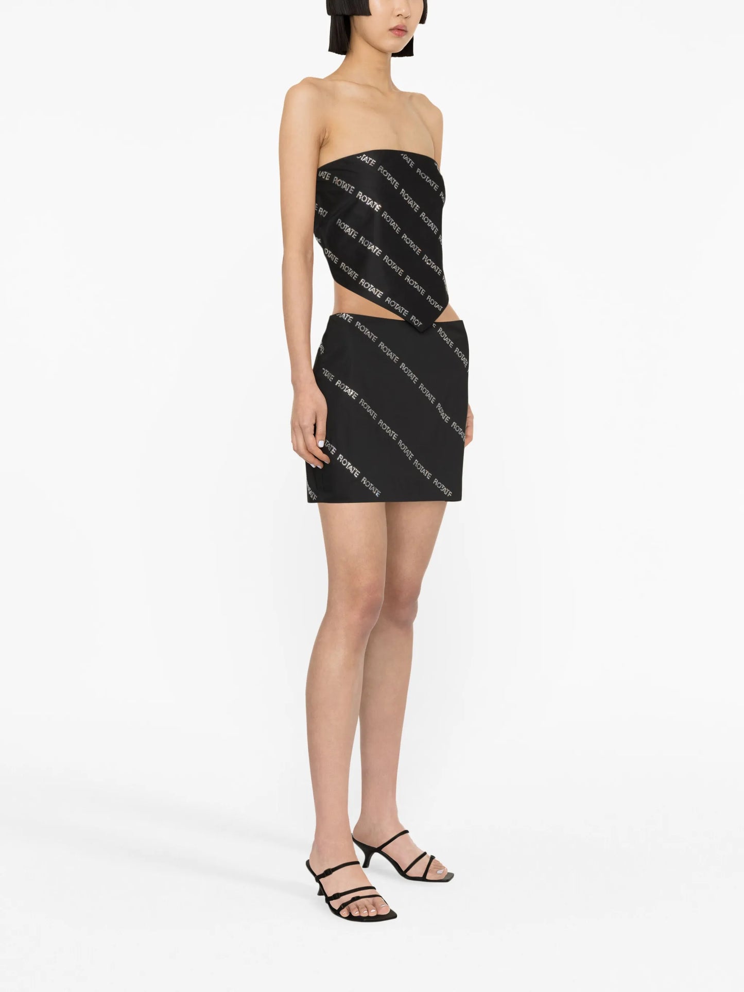 rhinestone logo cropped top