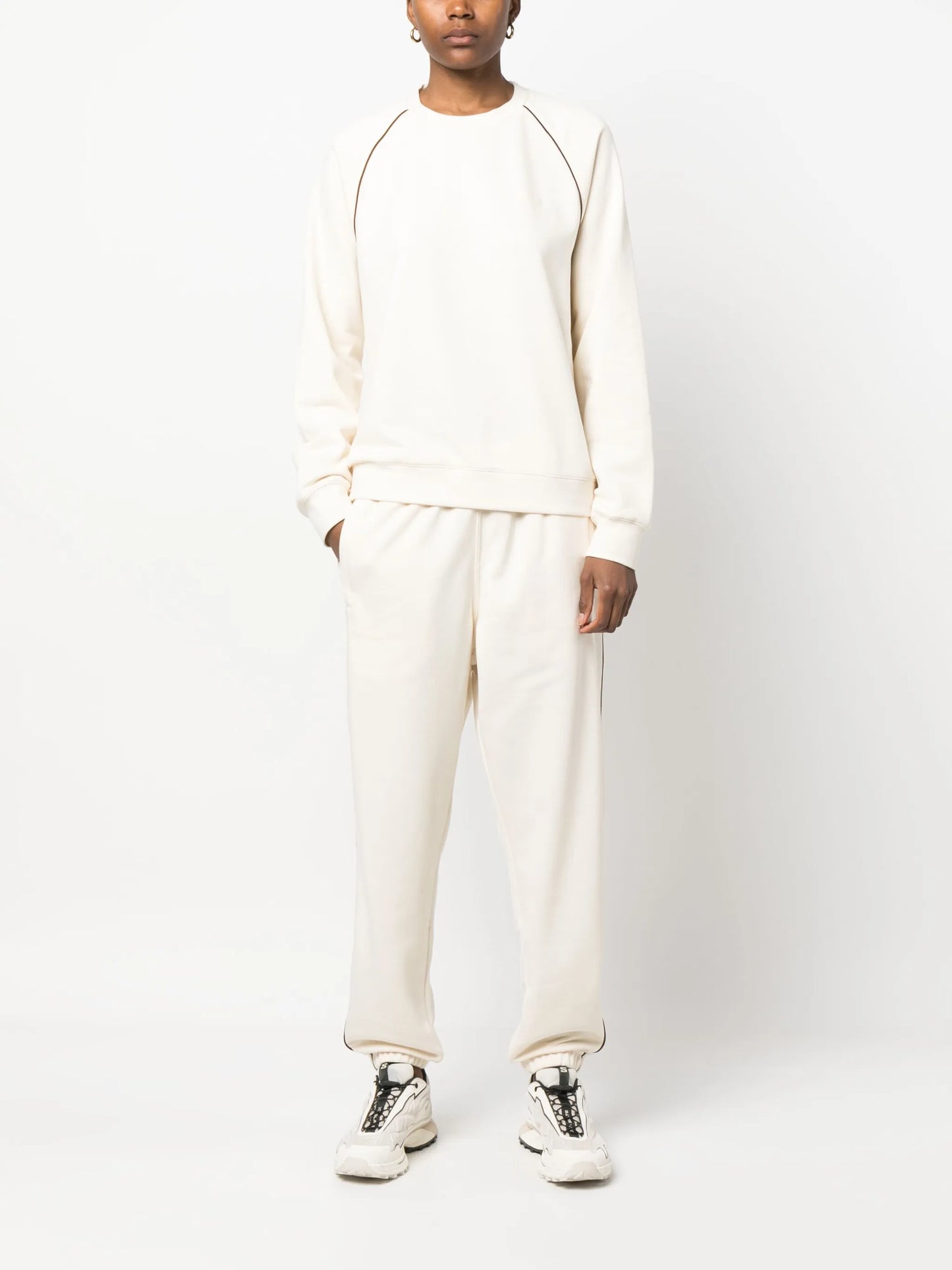 stripe-detail crew-neck sweatshirt