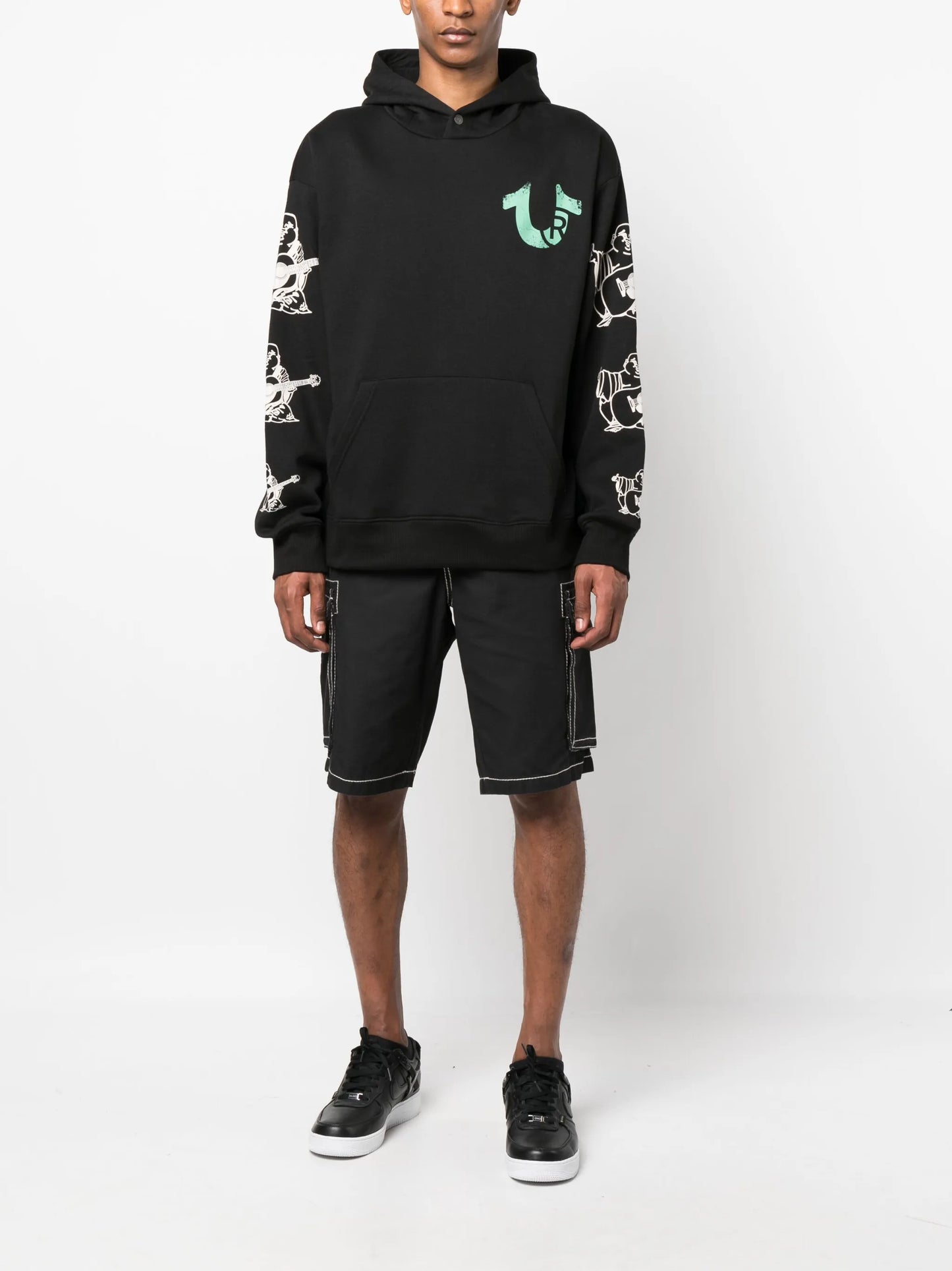 graphic-print drawstring hoodie