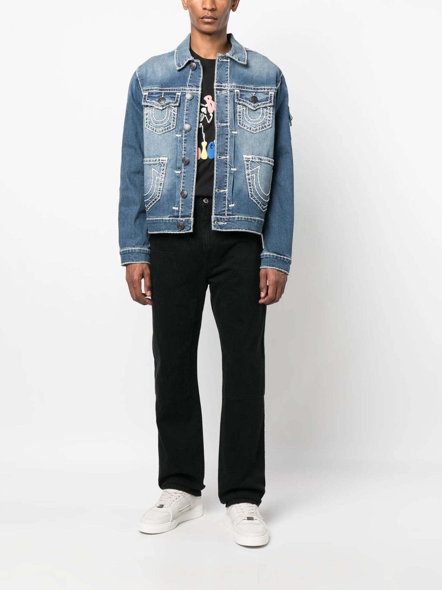 contrast-stitching denim jacket