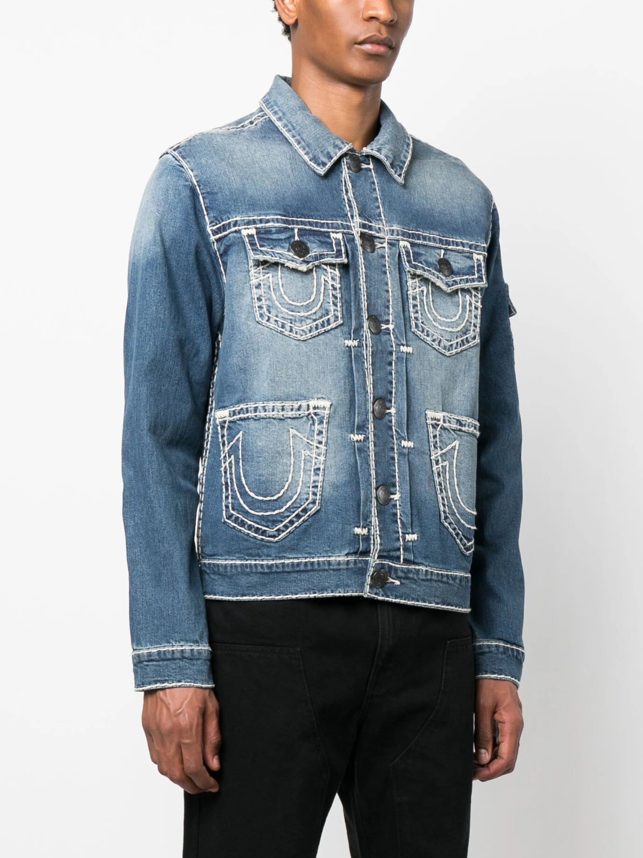 contrast-stitching denim jacket