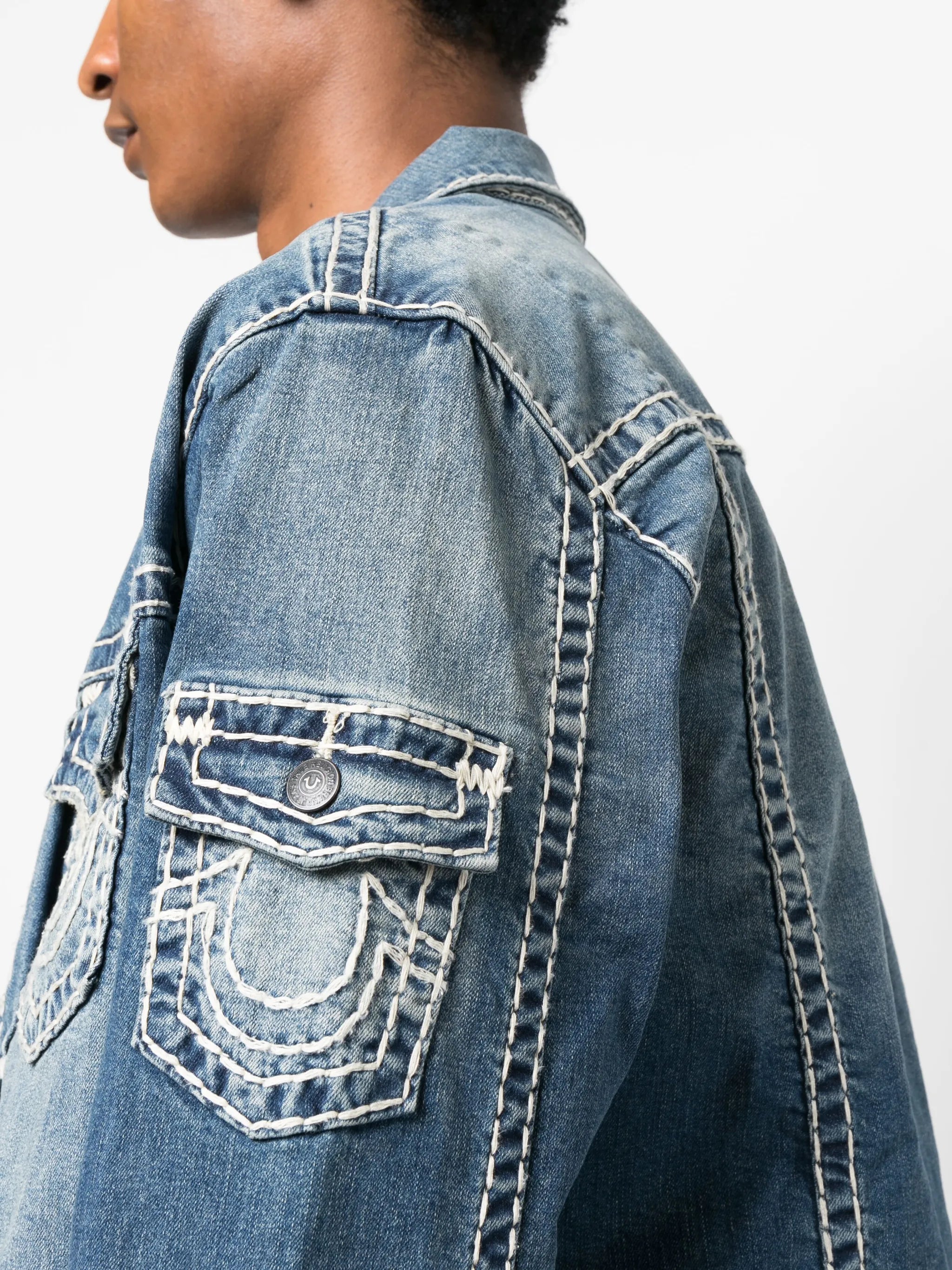 contrast-stitching denim jacket