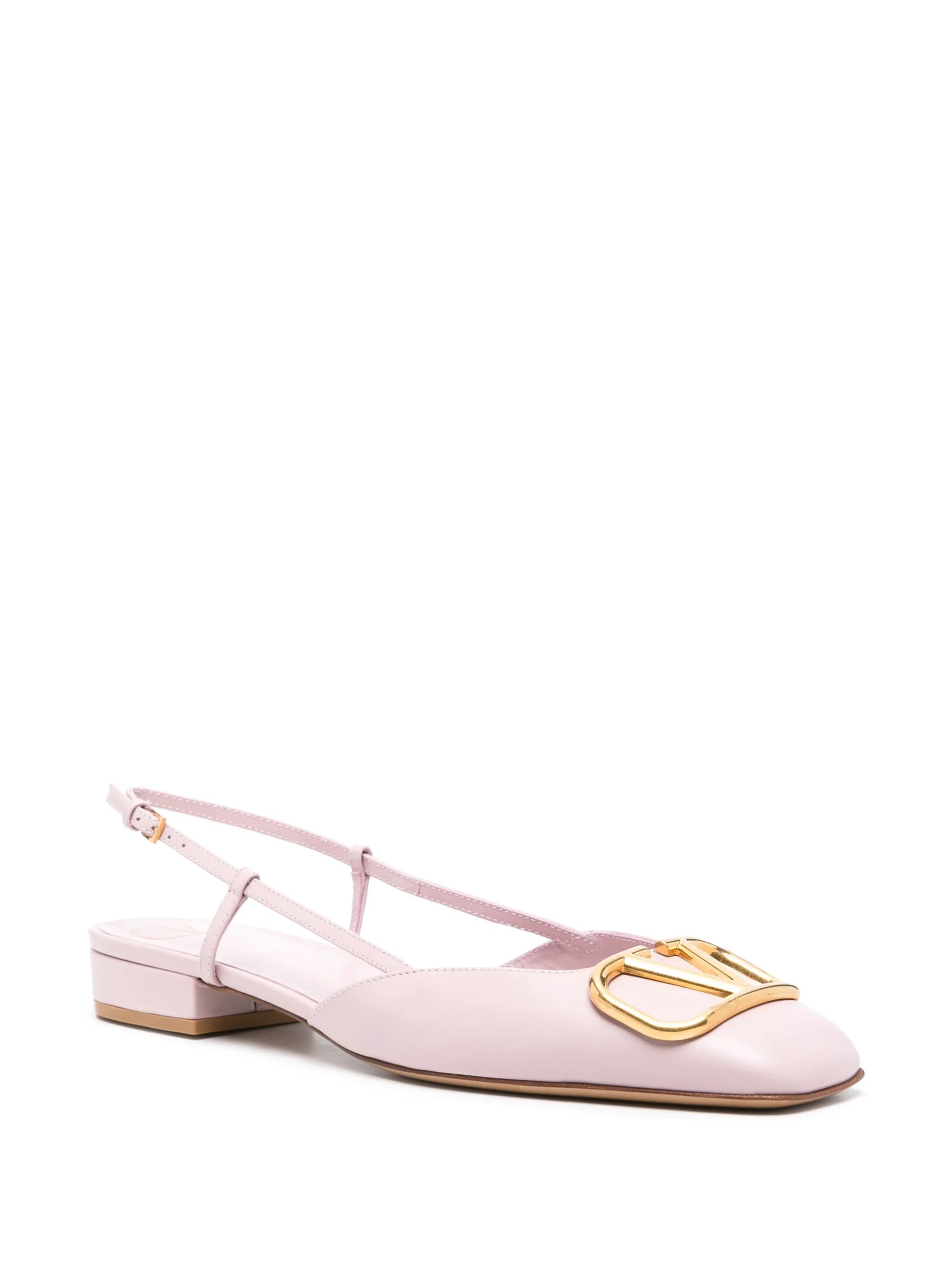 VLogo leather slingback ballerina shoes