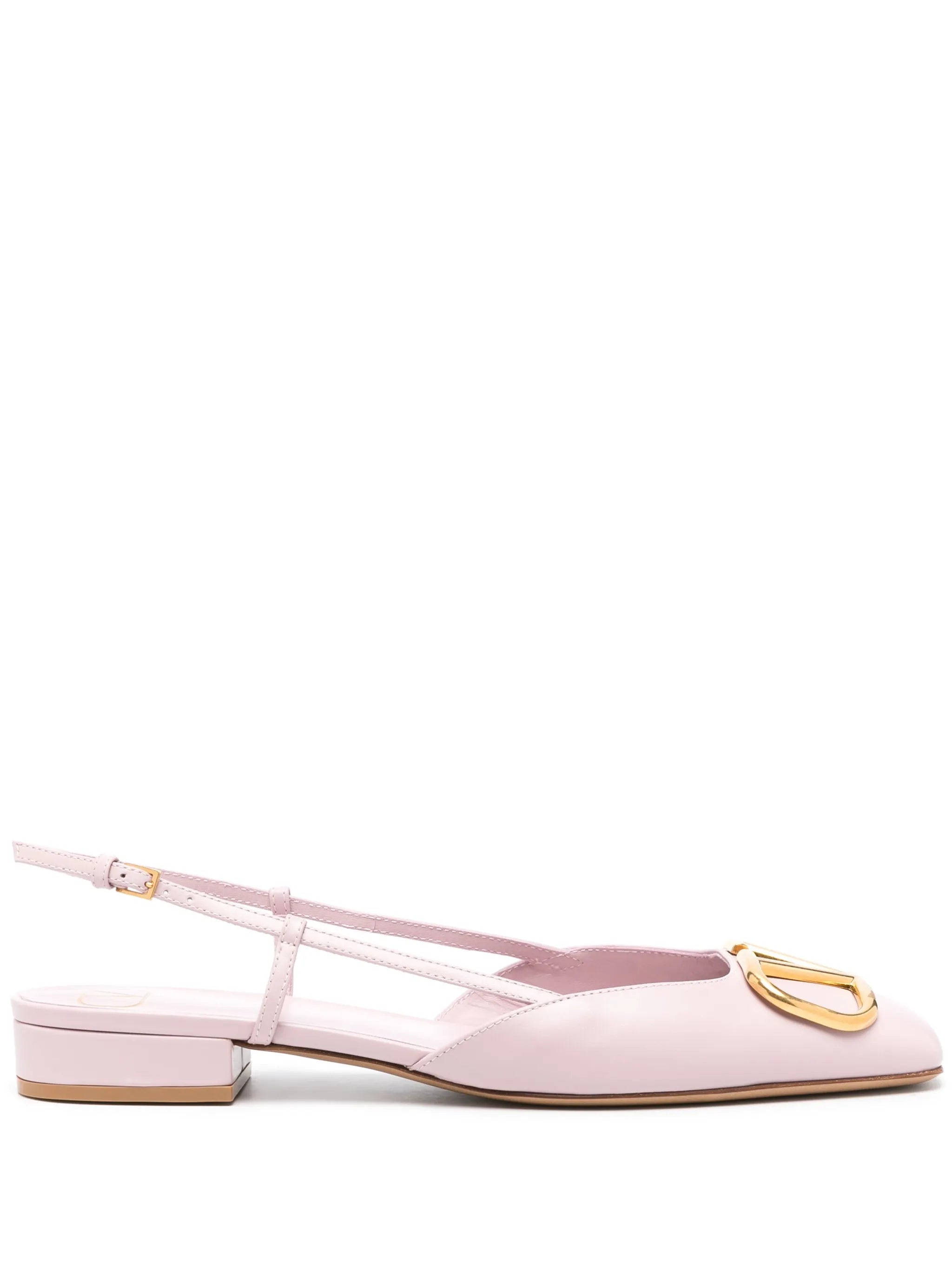 VLogo leather slingback ballerina shoes