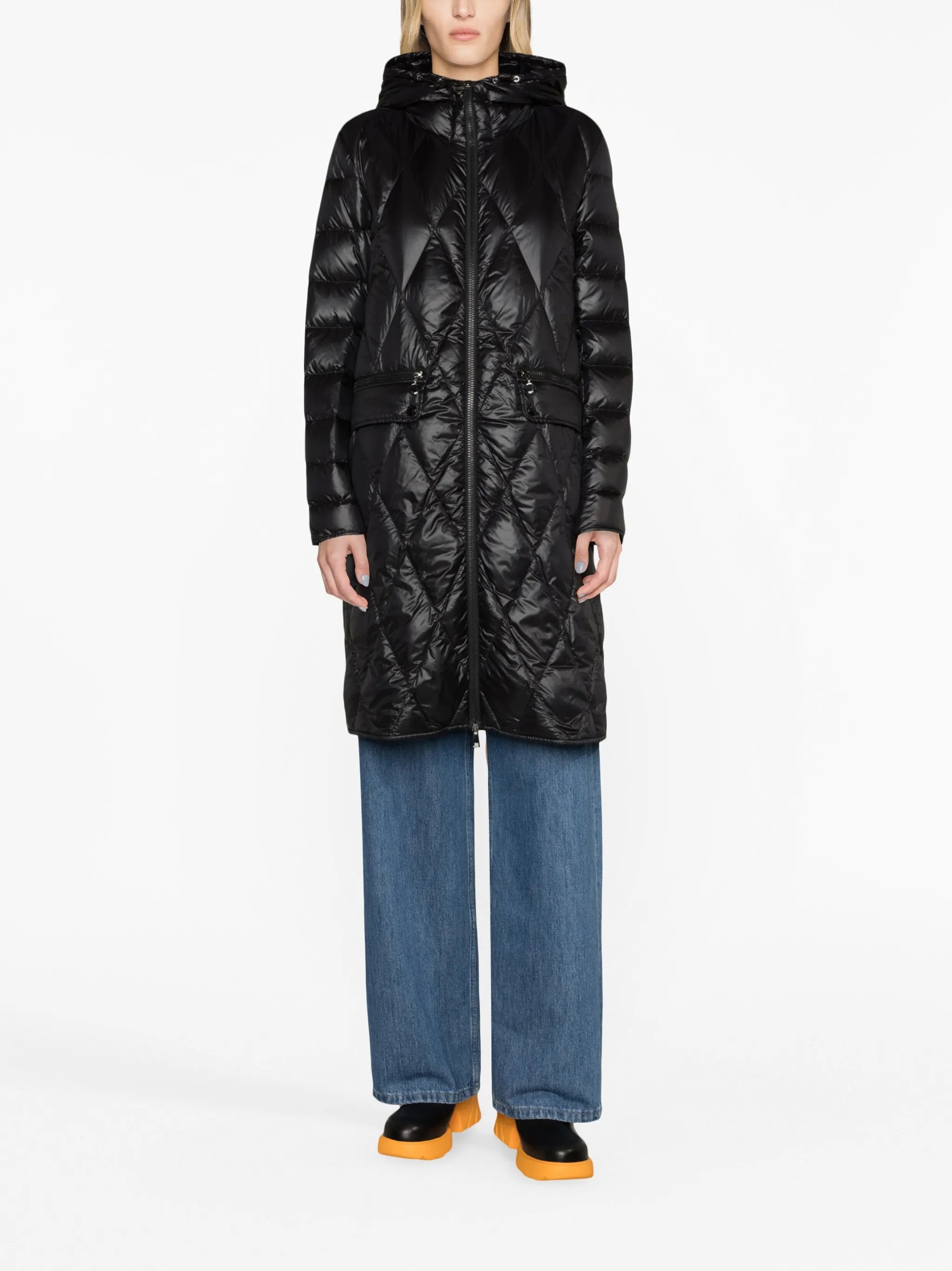 Serilong diamond-quilted puffer coat