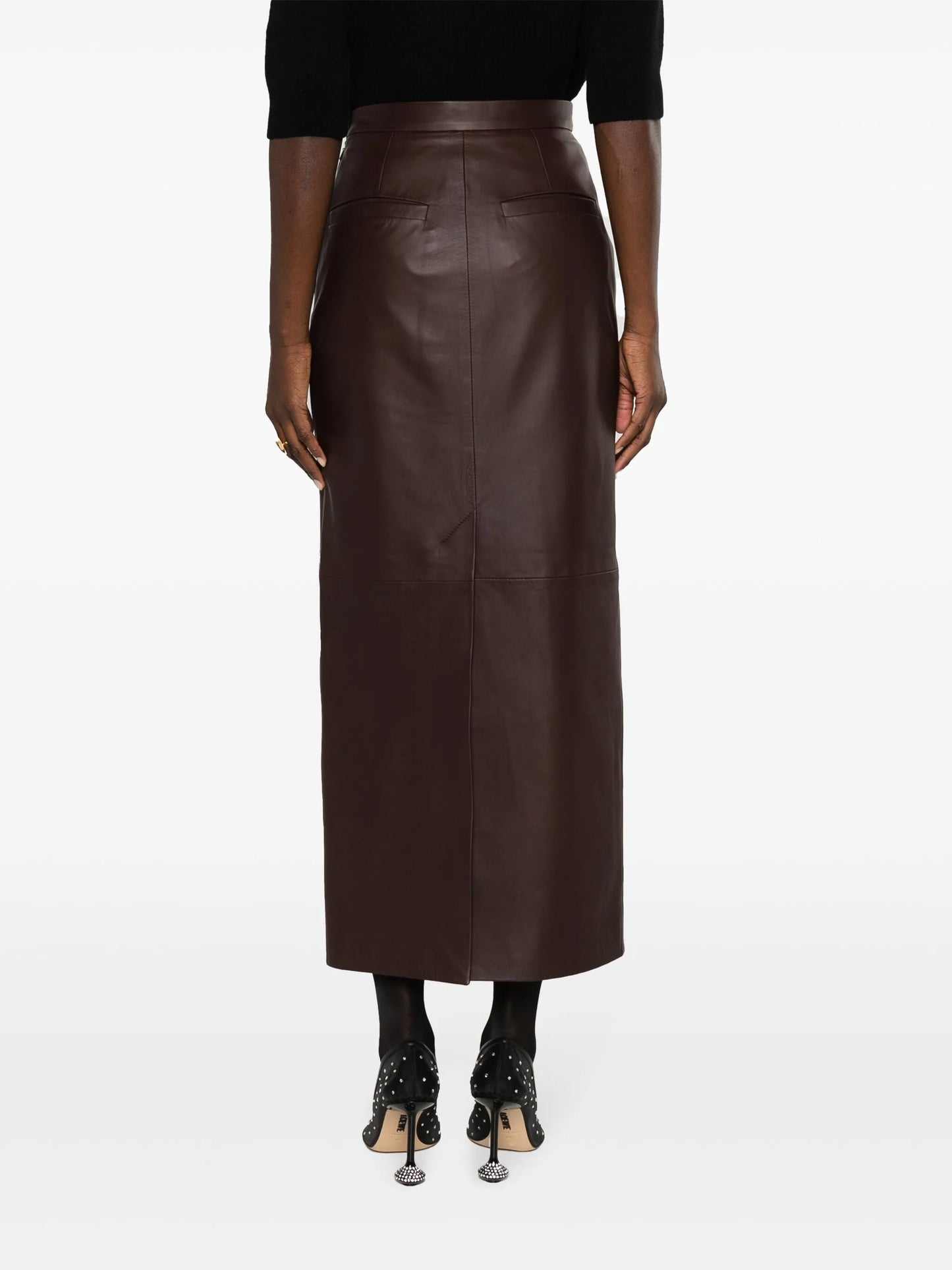 Mari leather midi skirt
