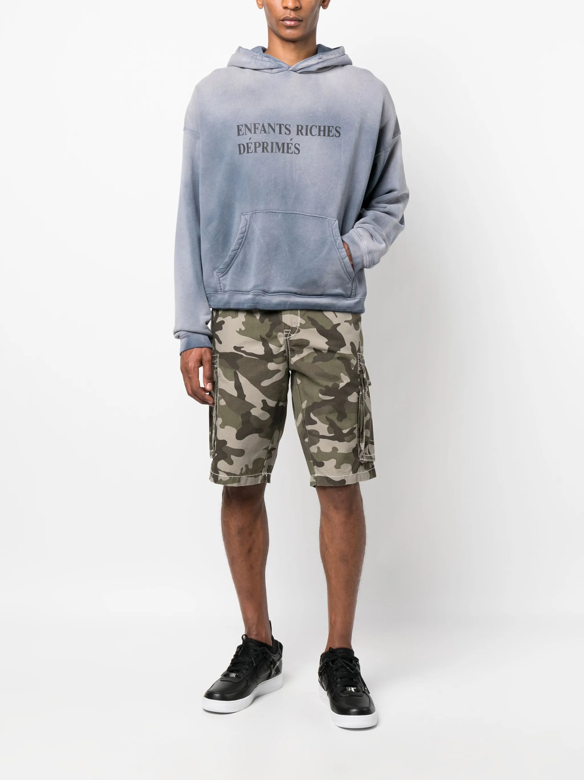 camouflage-print cargo shorts