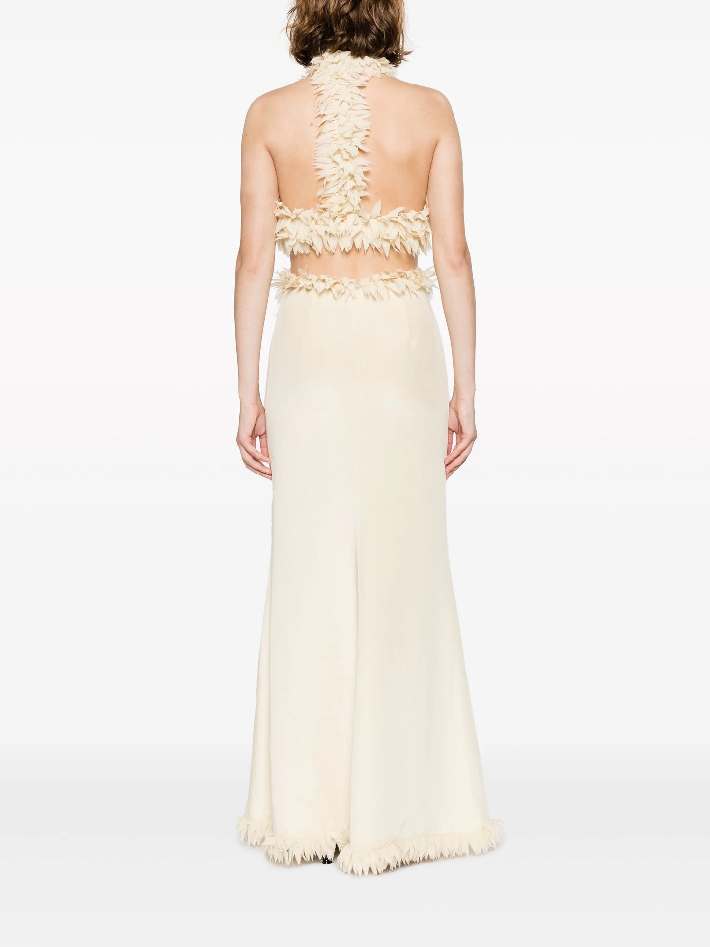 Xin petal-appliqué crepe dress