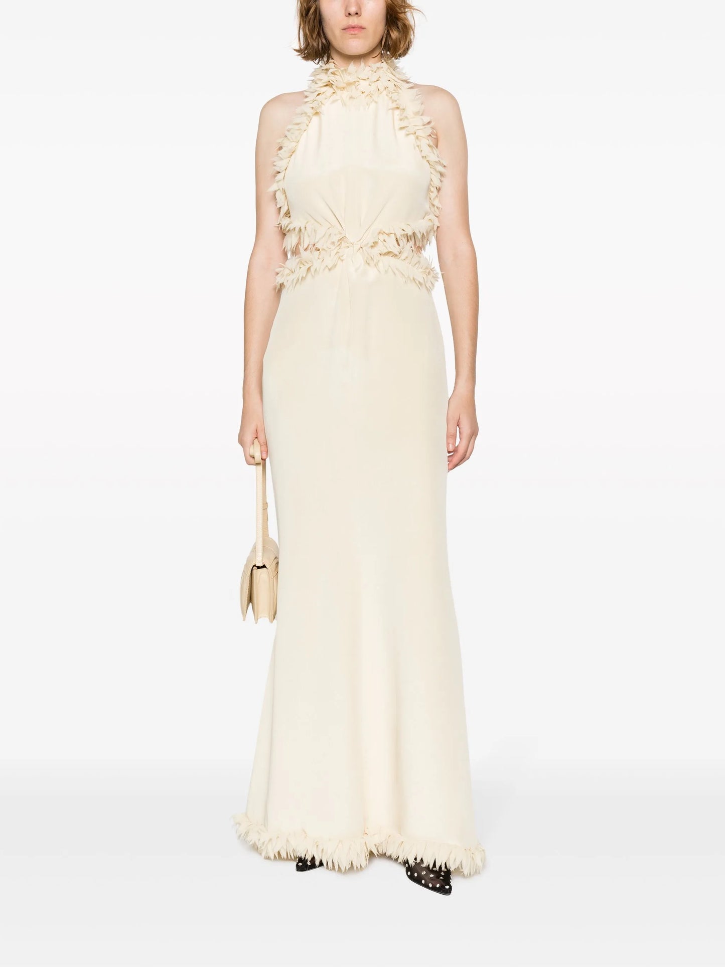 Xin petal-appliqué crepe dress