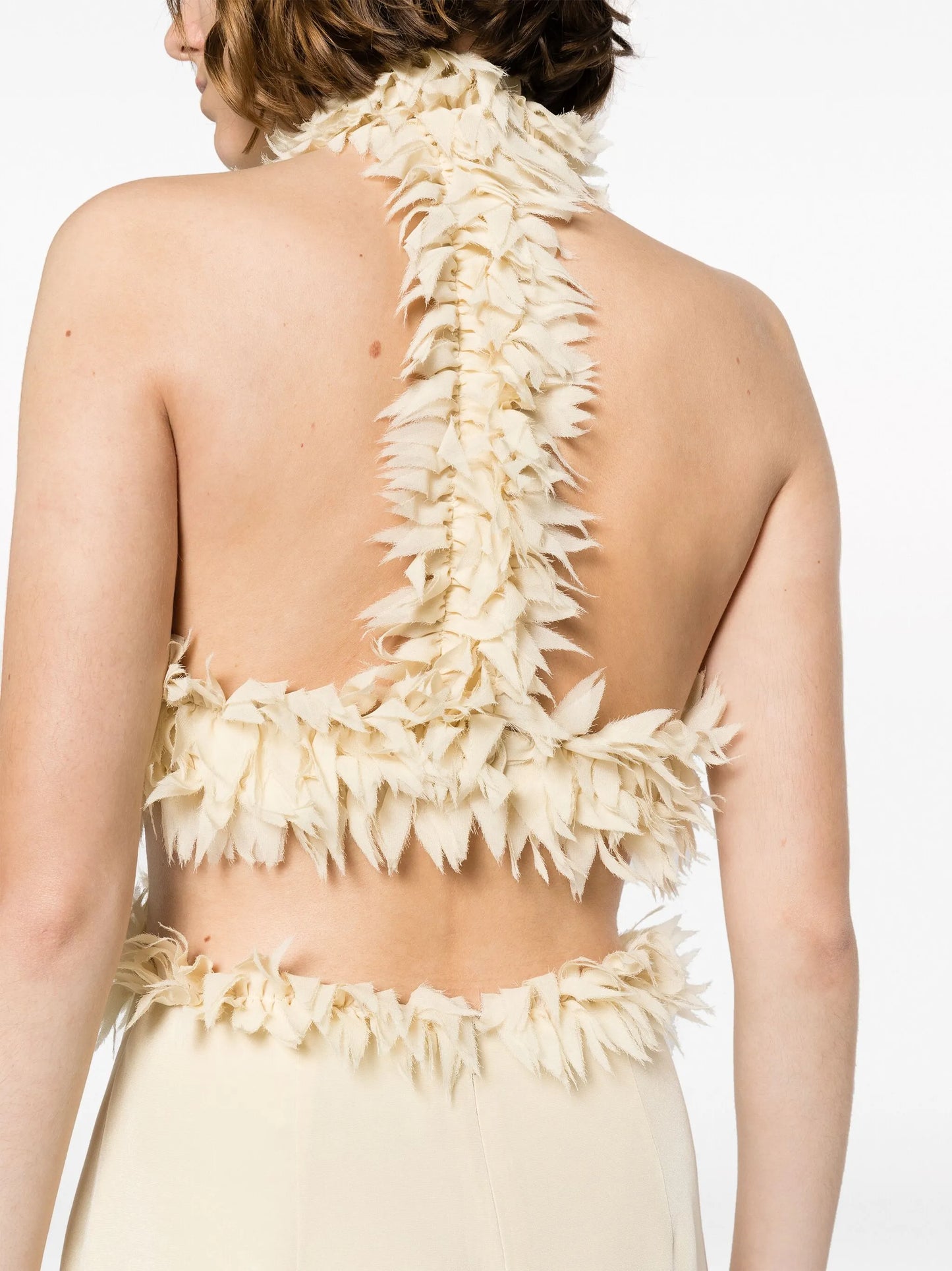 Xin petal-appliqué crepe dress