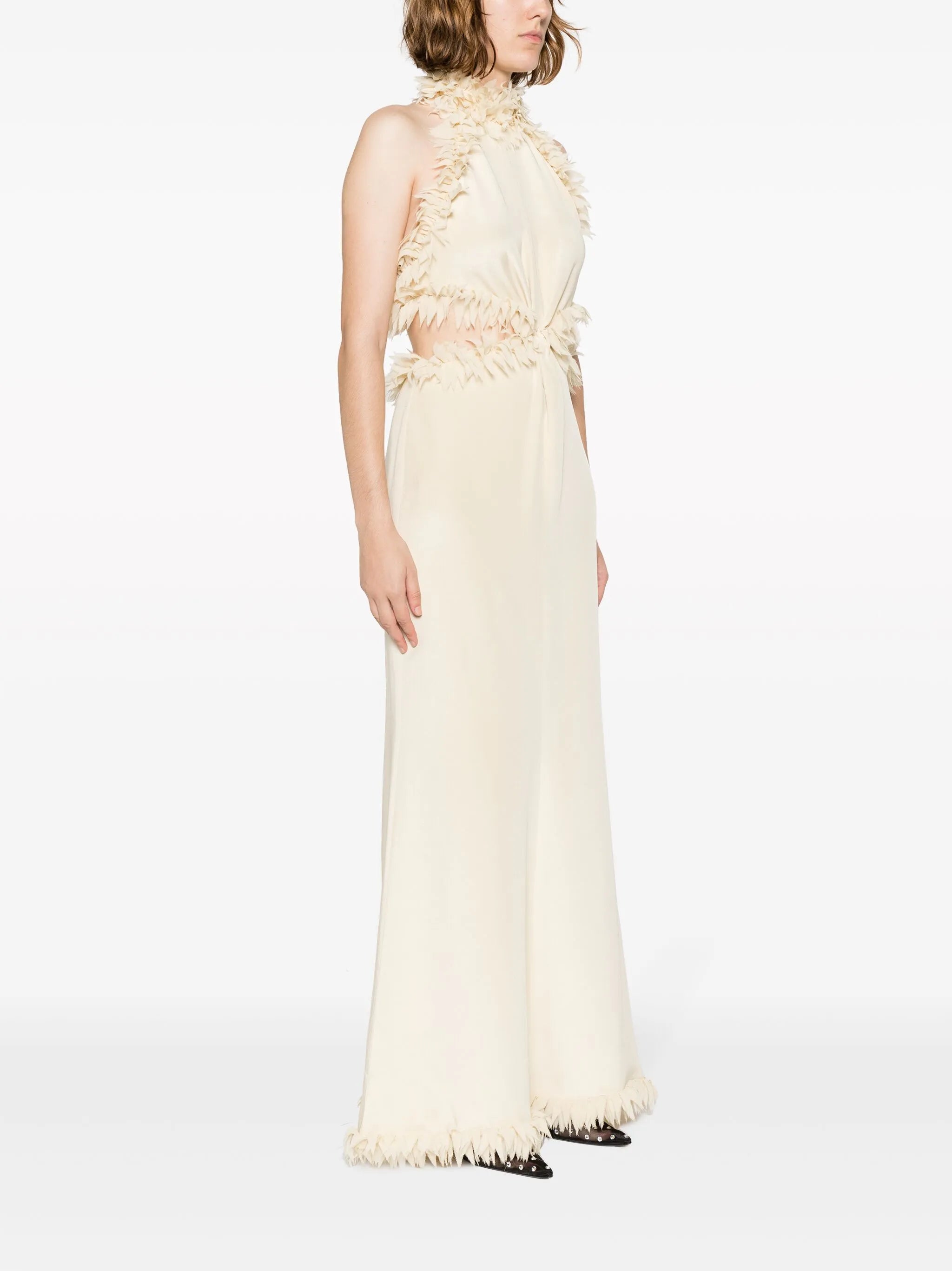 Xin petal-appliqué crepe dress