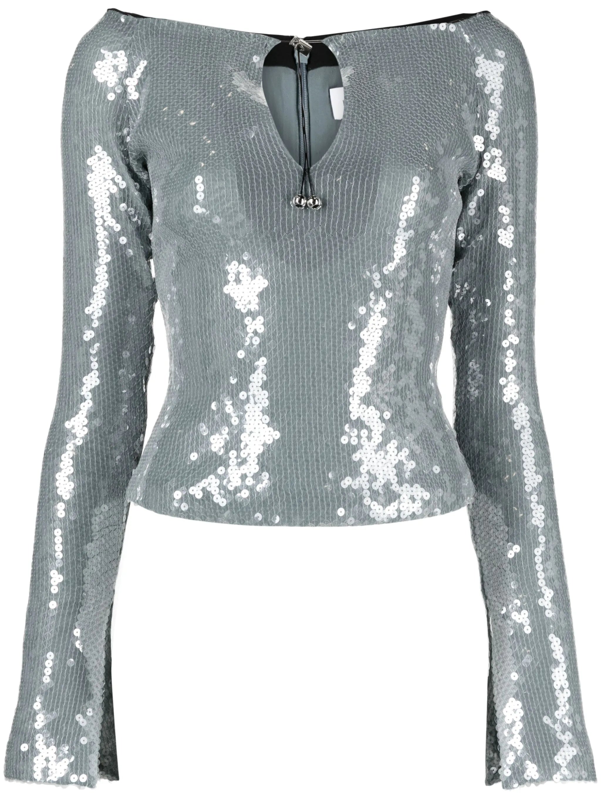 Solace off-shoulder sequinned top
