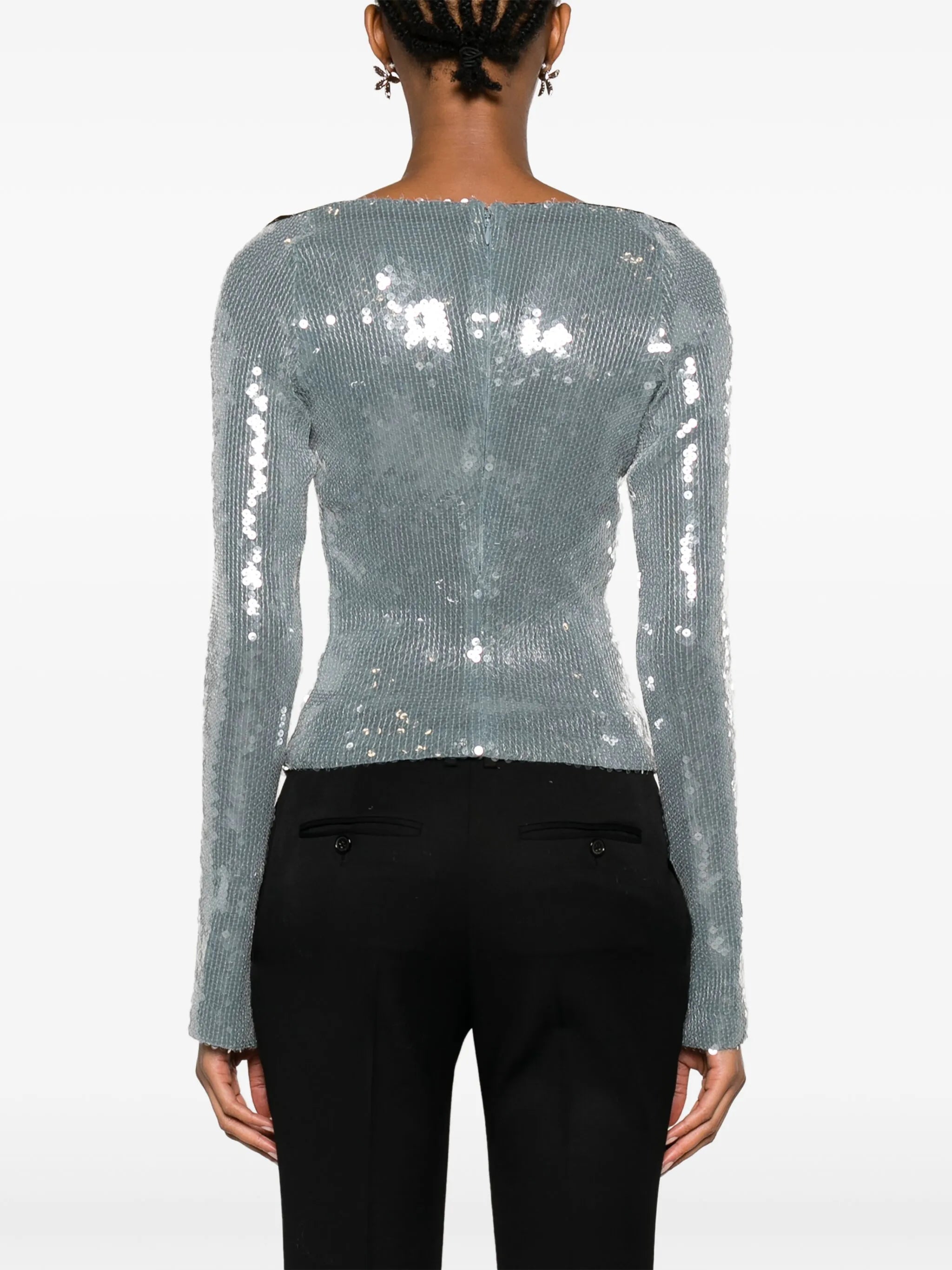 Solace off-shoulder sequinned top