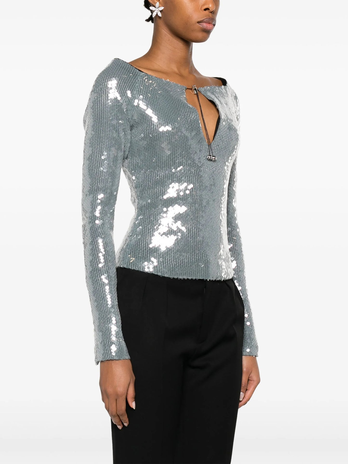Solace off-shoulder sequinned top