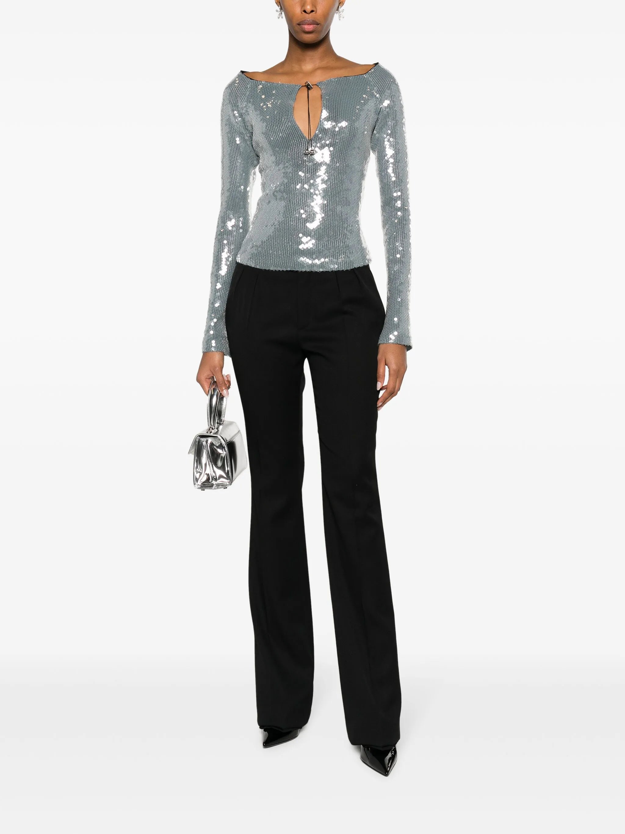 Solace off-shoulder sequinned top