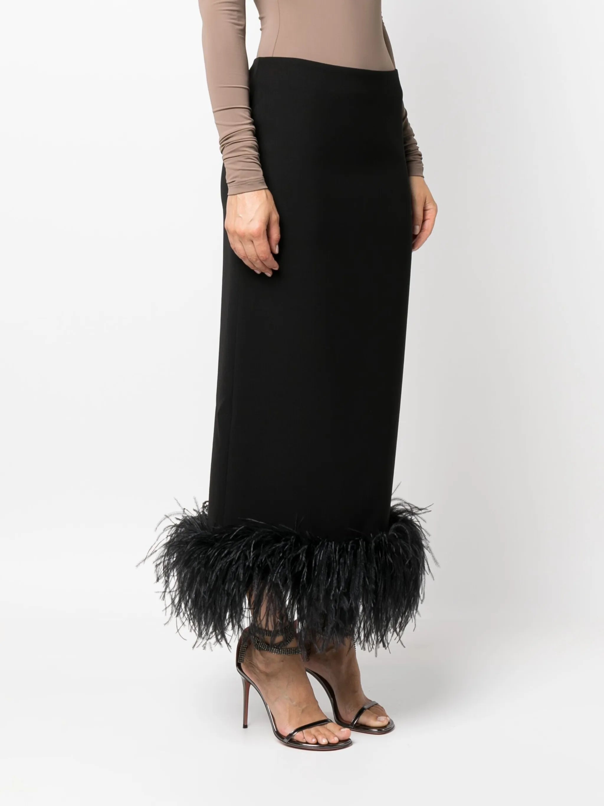 Petya feather-trim midi skirt