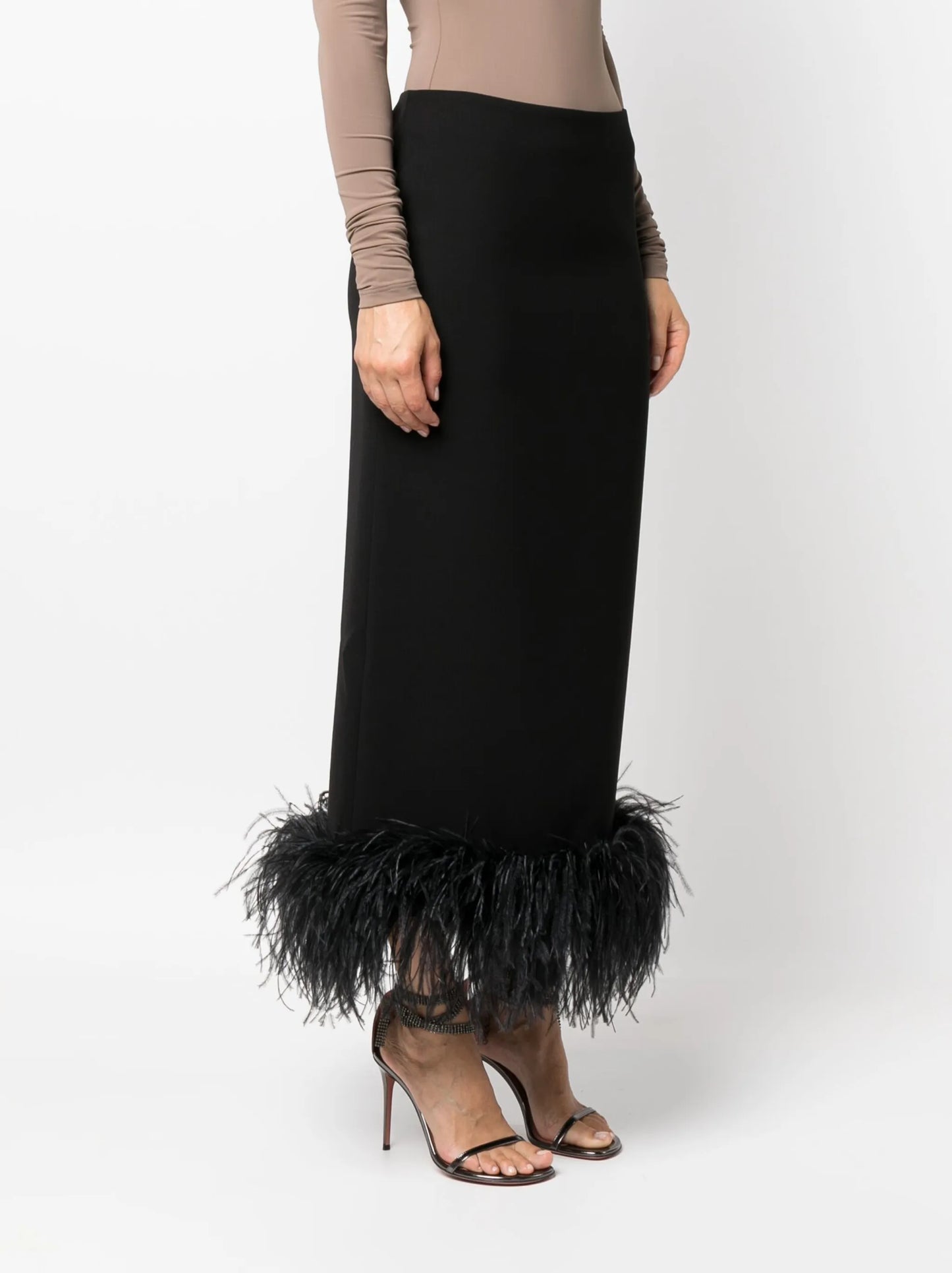 Petya feather-trim midi skirt