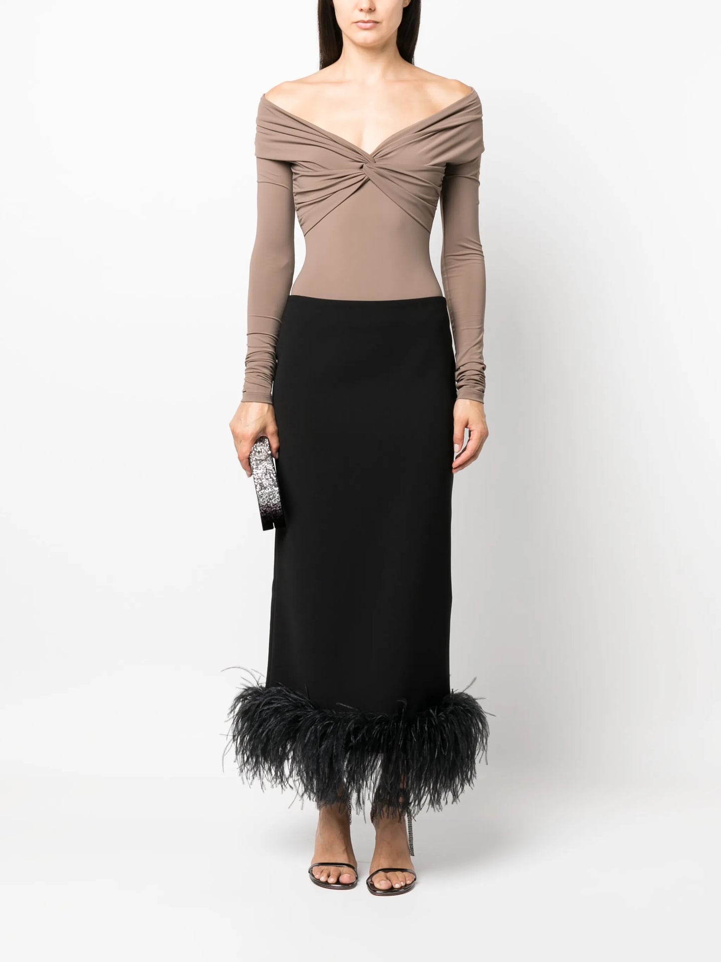 Petya feather-trim midi skirt