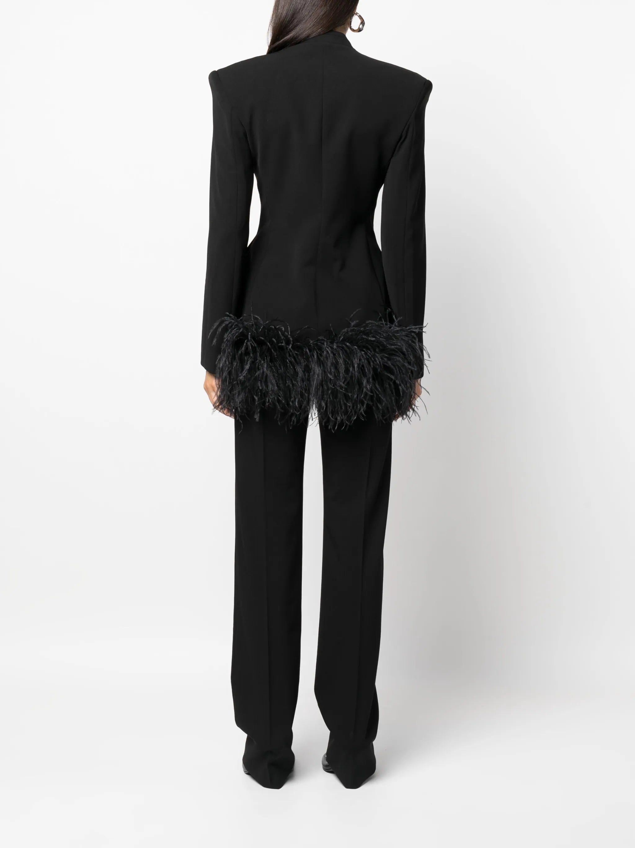 Elinor feather-trim blazer
