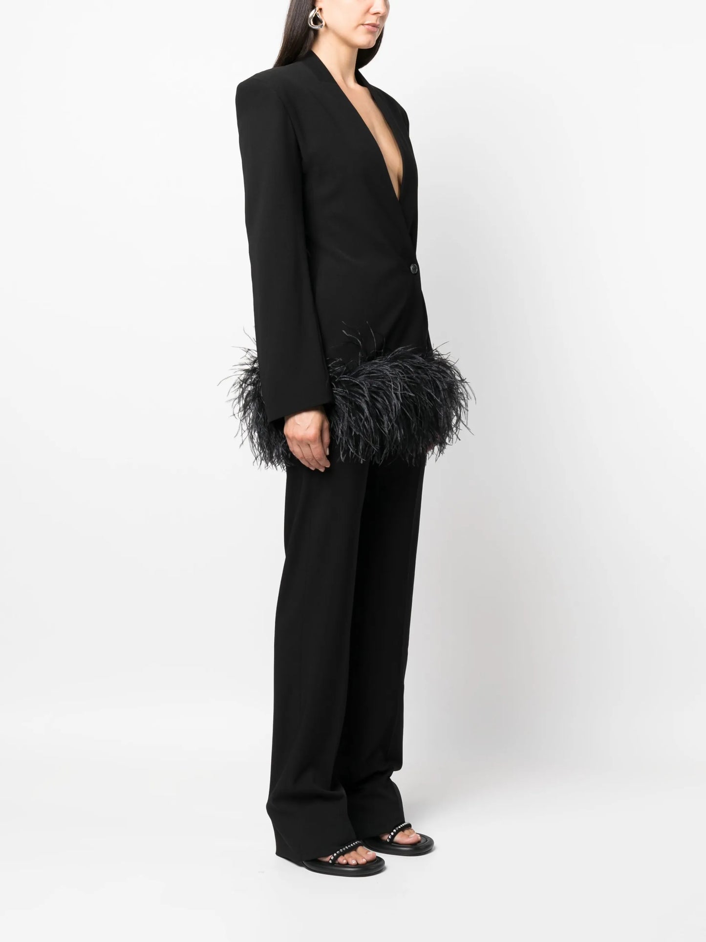 Elinor feather-trim blazer