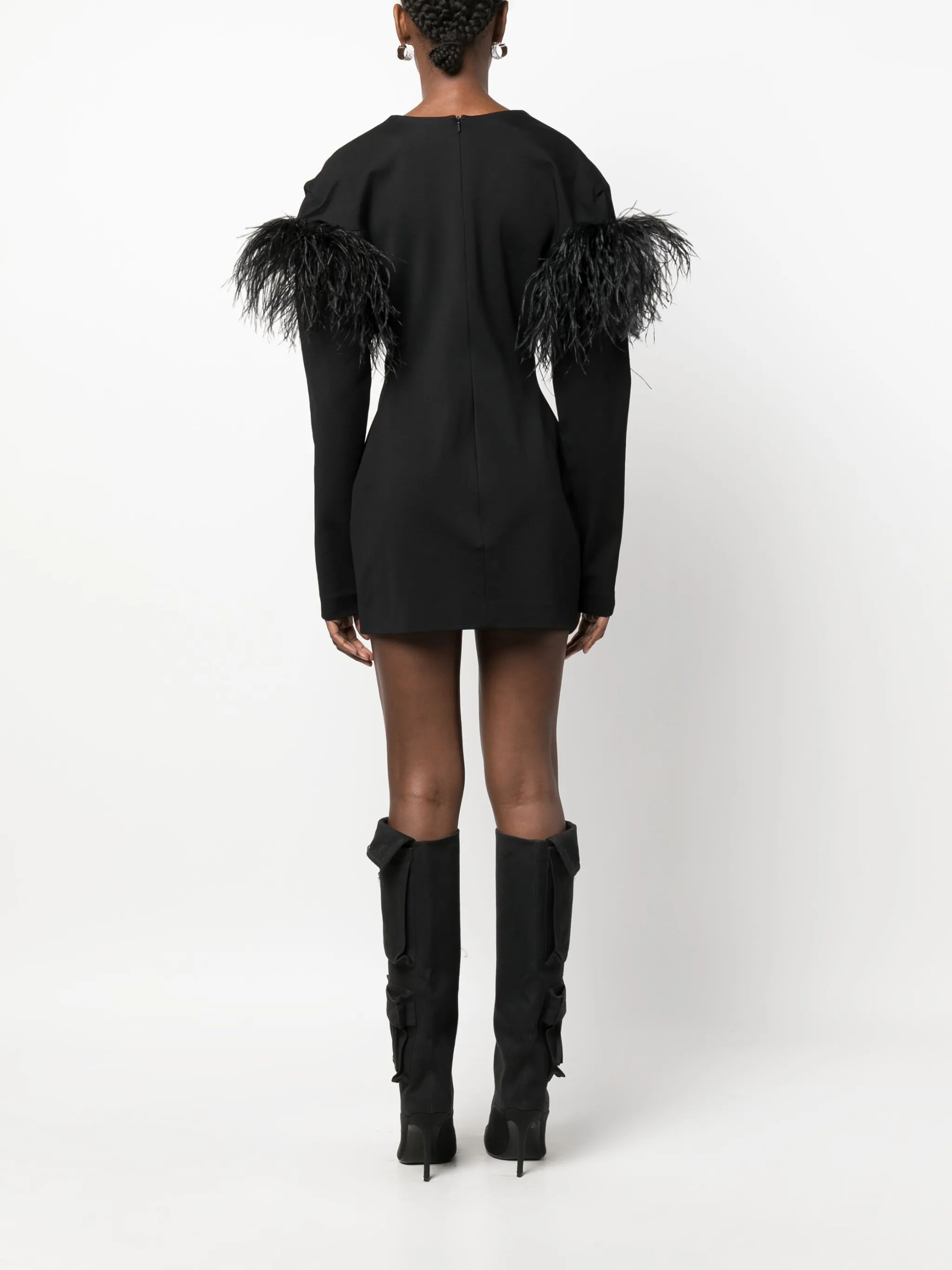Runa feather-trim minidress