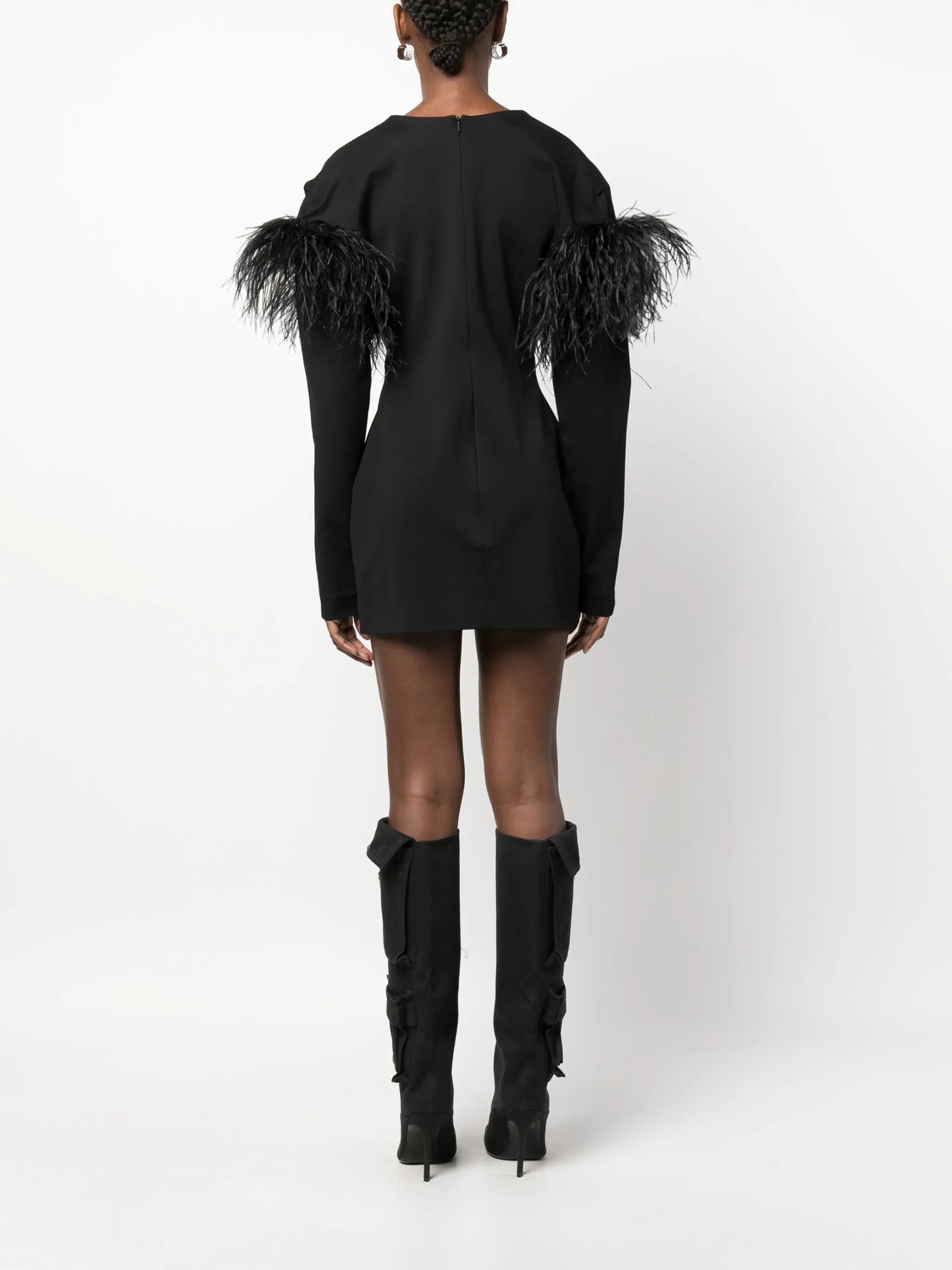 Runa feather-trim minidress