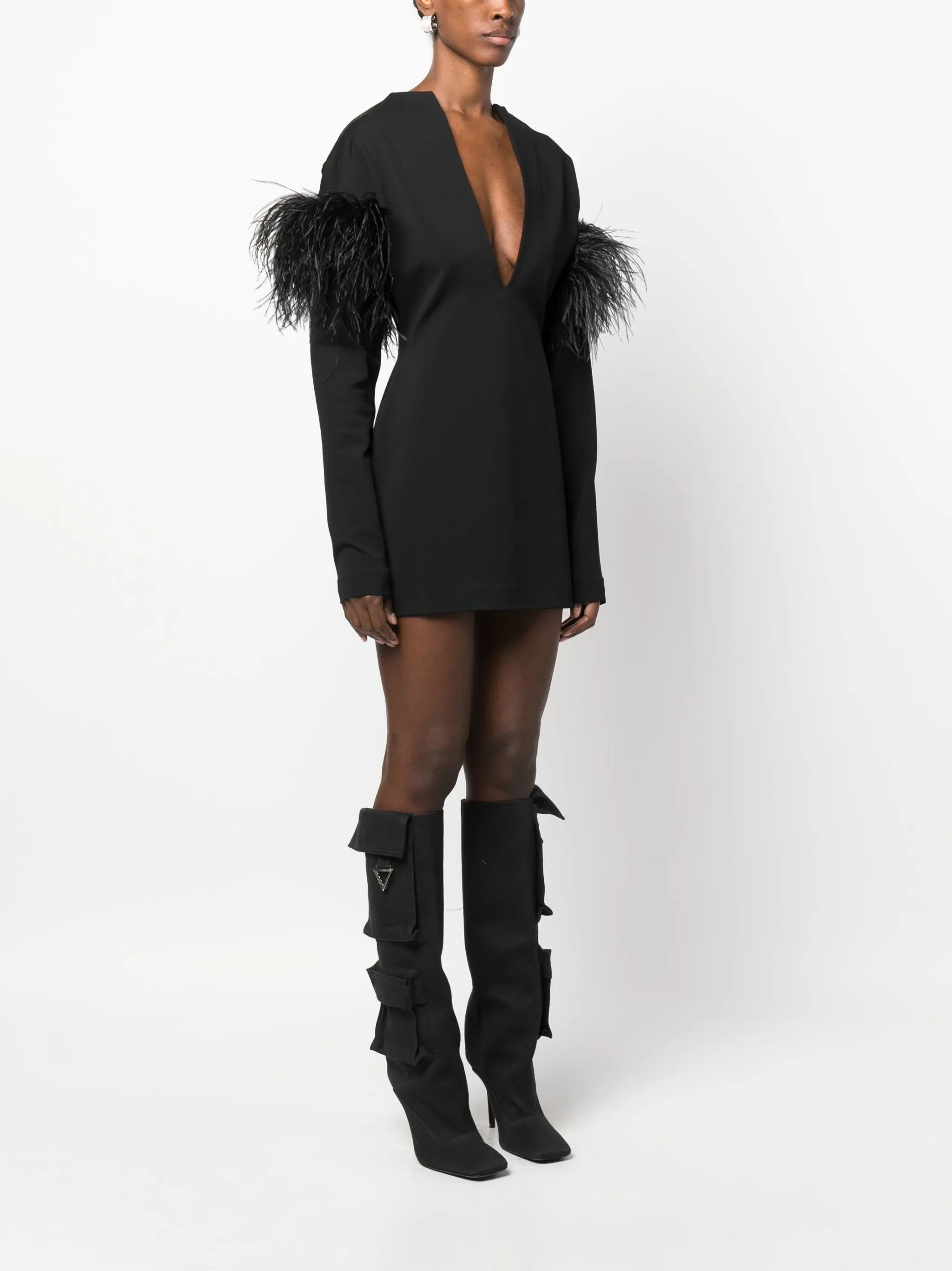 Runa feather-trim minidress