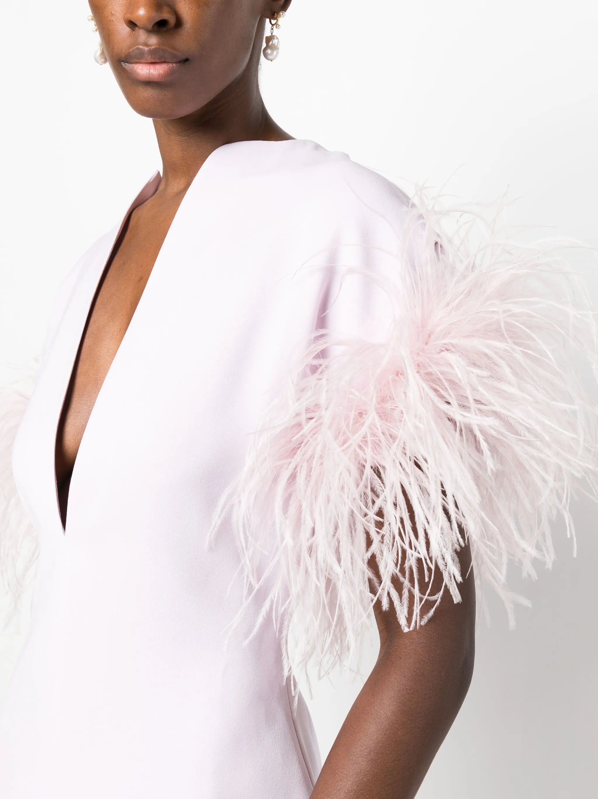 Vanora feather-trim minidress