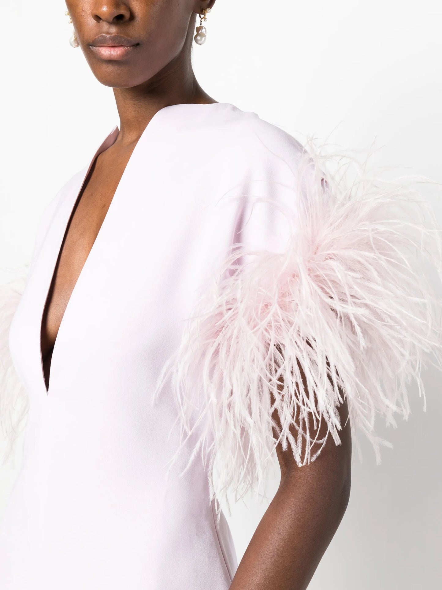 Vanora feather-trim minidress
