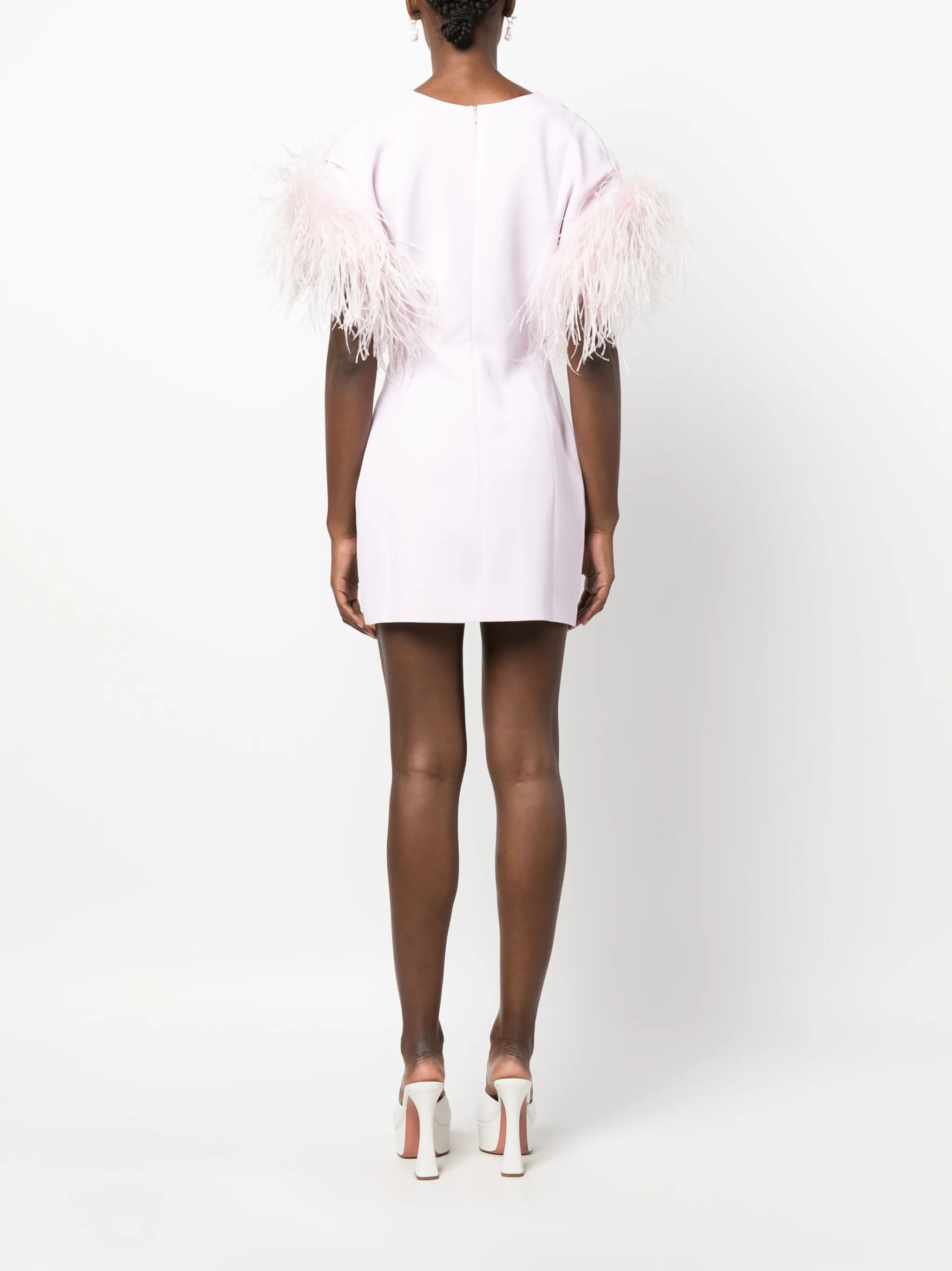 Vanora feather-trim minidress