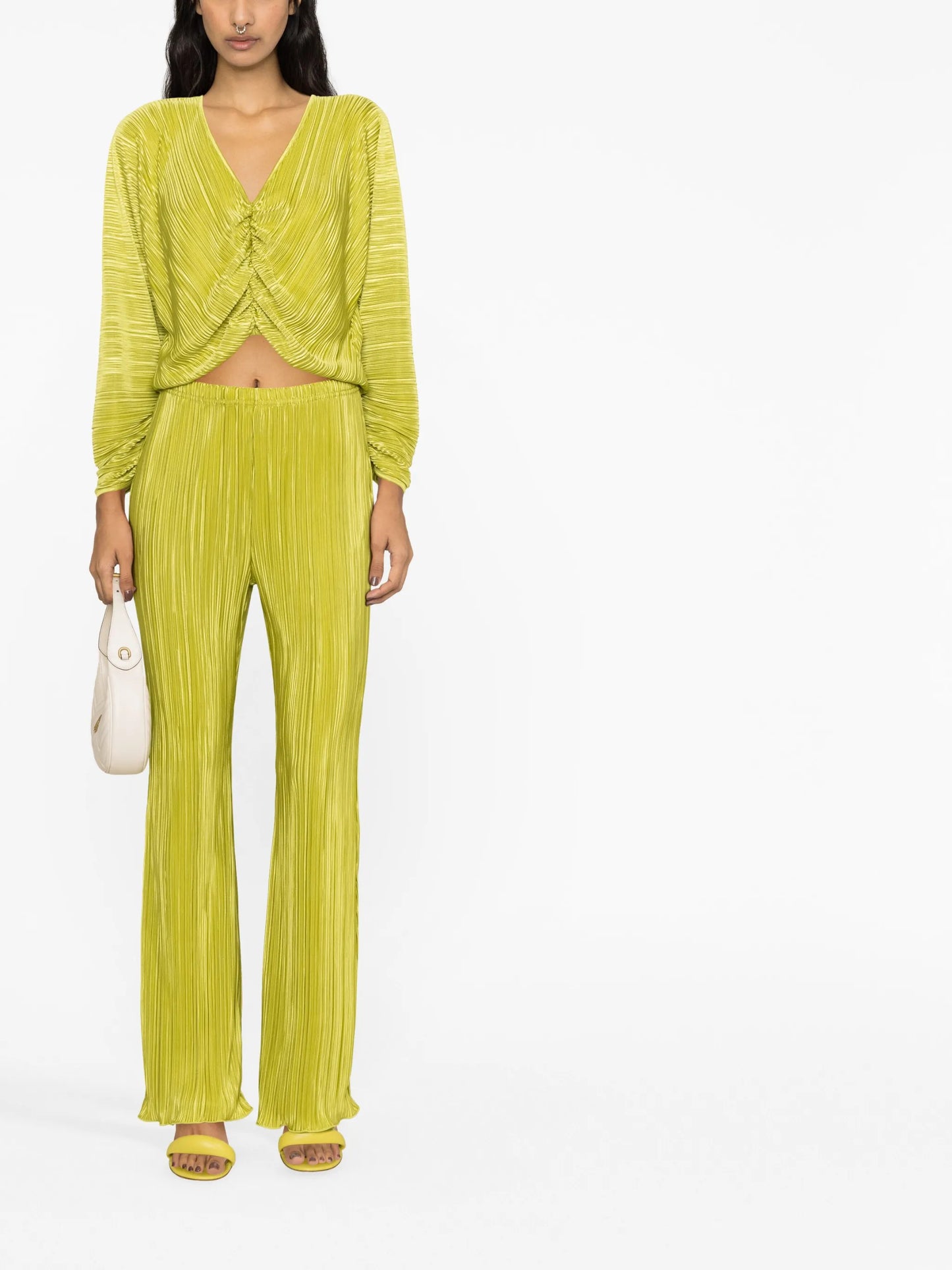 plissé-effect trousers