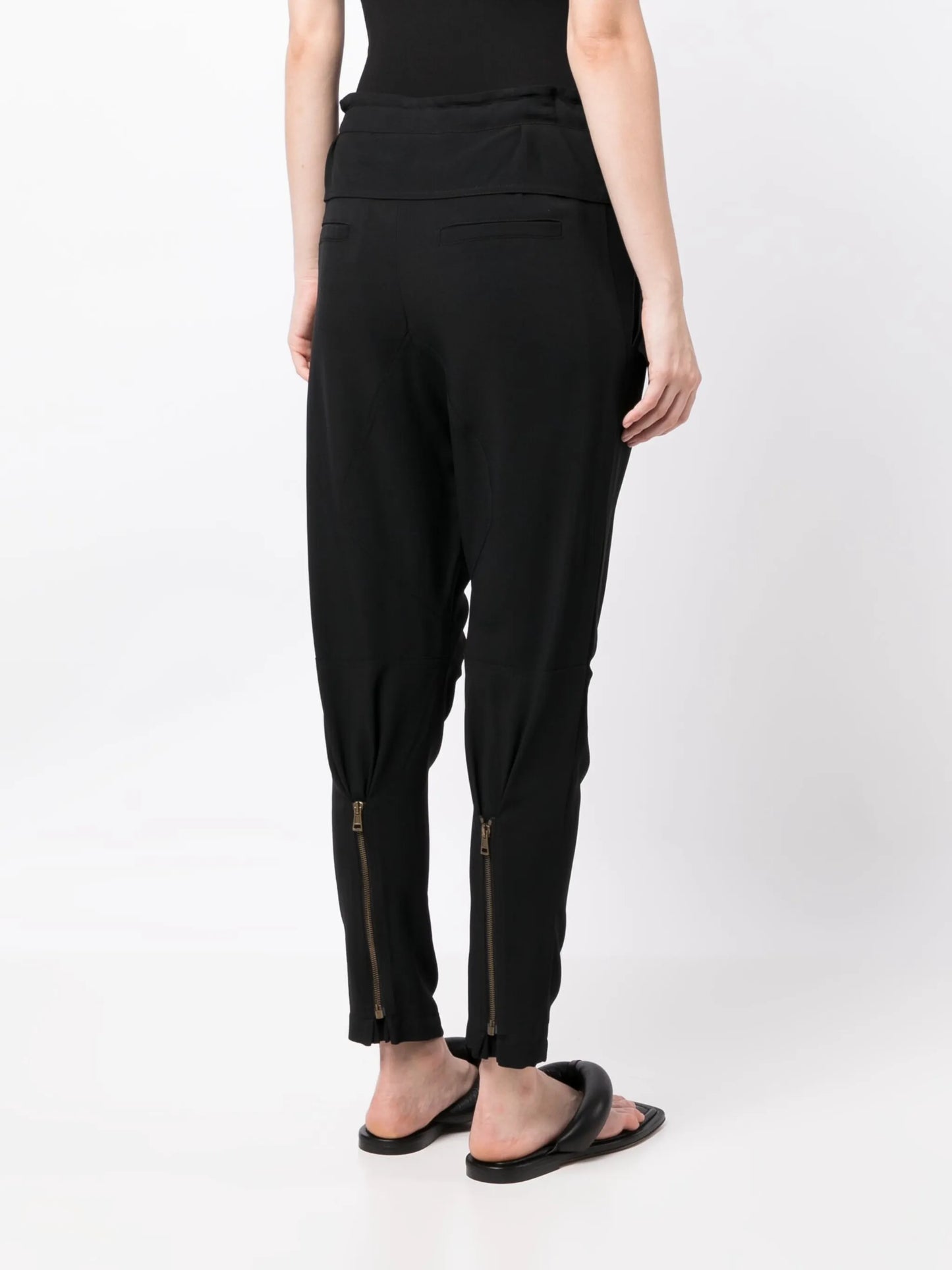 zip-detail tapered trousers