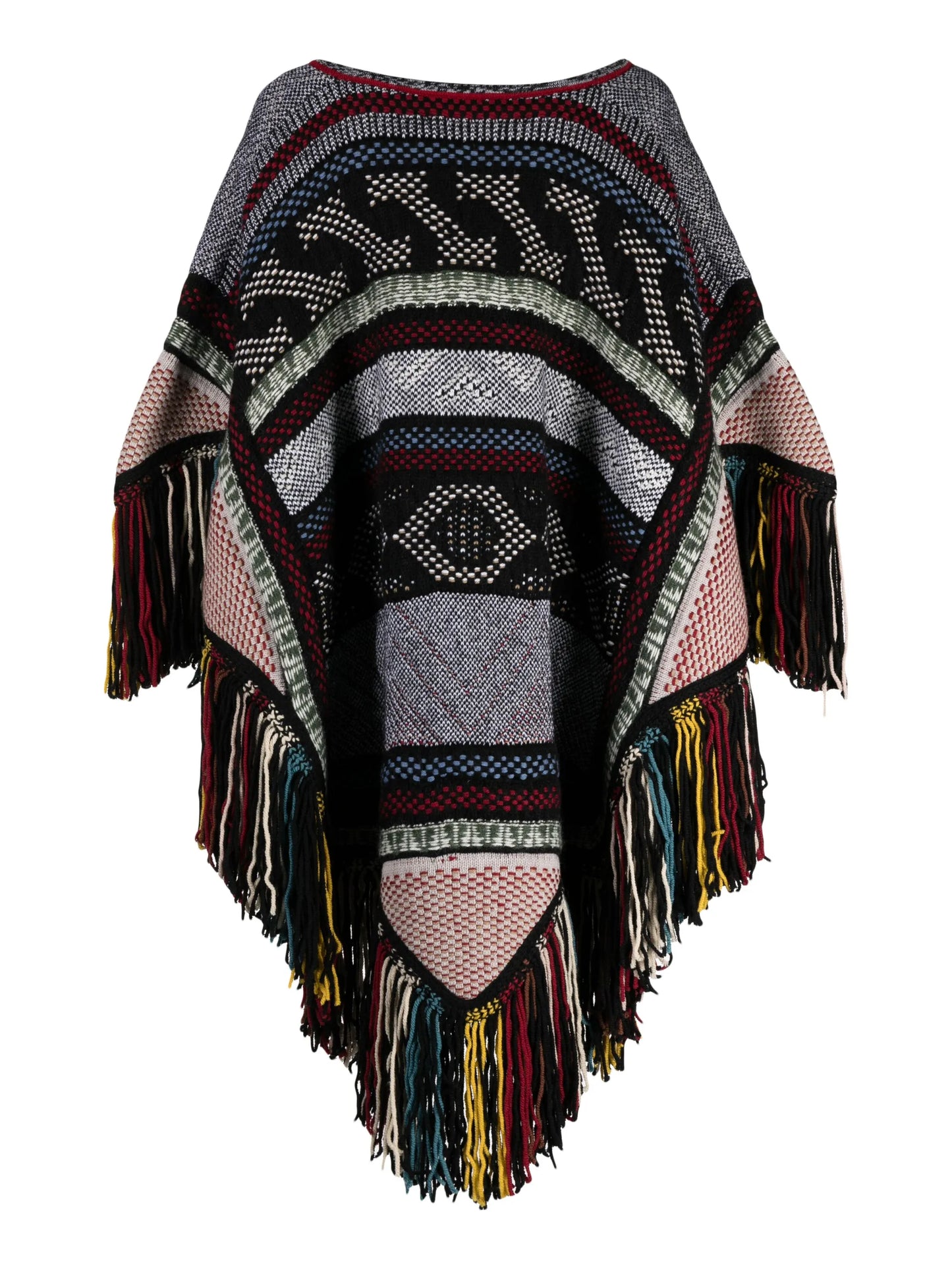 jacquard wool-blend poncho